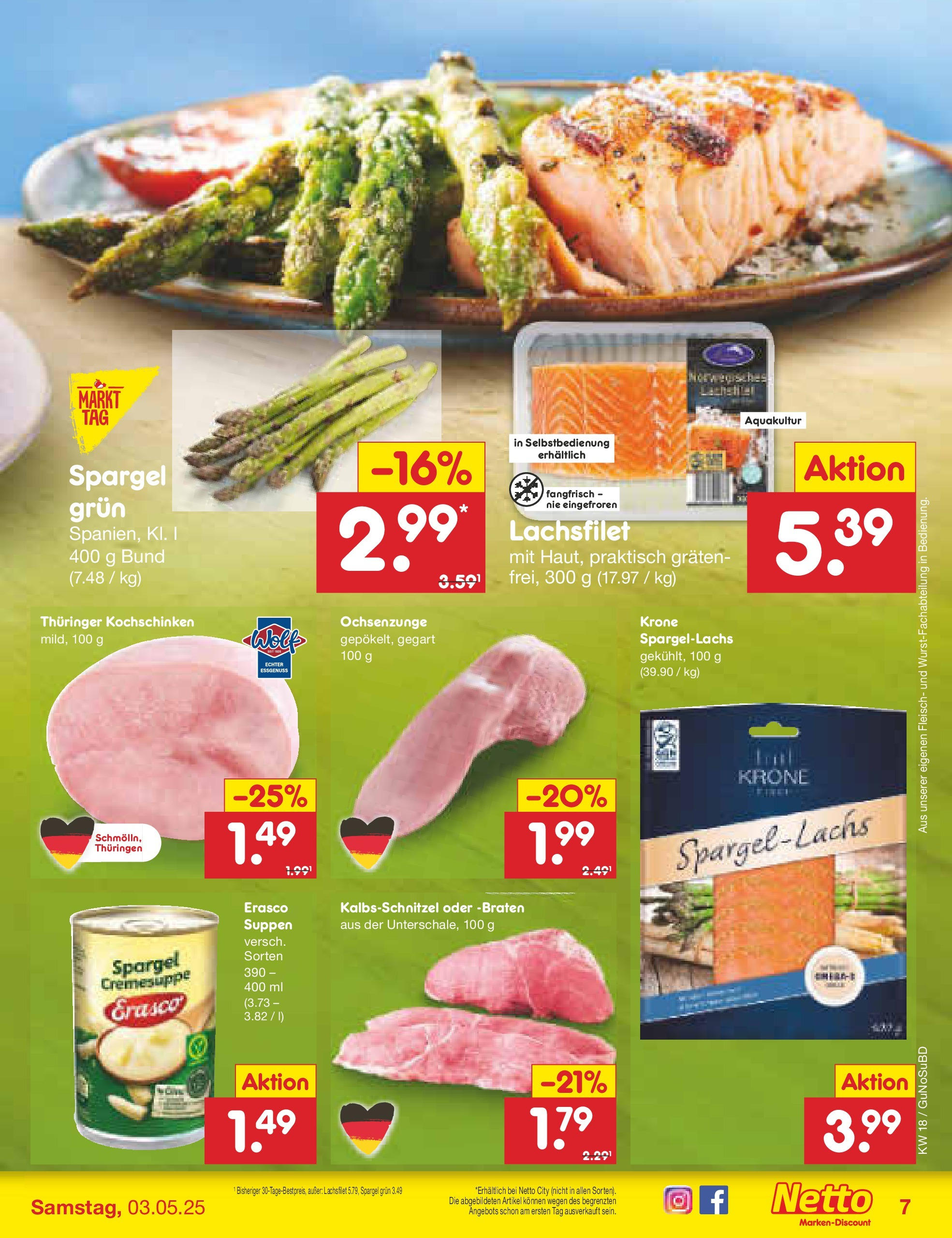 Netto Marken-Discount - Netto: Wochenangebote (ab 27.04.2025) » Angebote | Seite: 7 | Produkte: Spargel, Erasco, Fleisch Netto Marken-Discount - Netto: Wochenangebote (ab 27.04.2025) » Angebote | Seite: 7 | Produkte: Spargel, Erasco, Fleisch