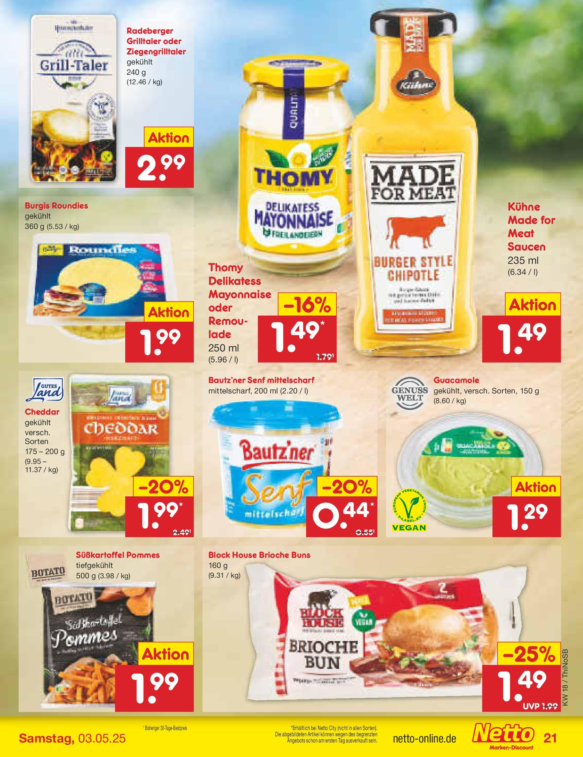 Netto Marken-Discount - Netto: Wochenangebote (ab 27.04.2025) » Angebote | Seite: 21 | Produkte: Pommes, Burger, Mayonnaise