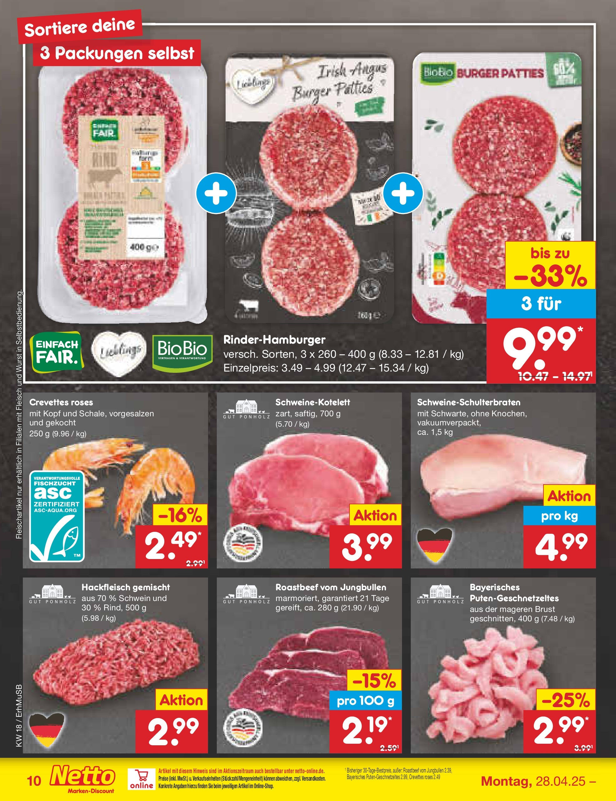 Netto Marken-Discount - Netto: Wochenangebote (ab 27.04.2025) » Angebote | Seite: 10 | Produkte: Roastbeef, Wurst, Fleisch, Hackfleisch