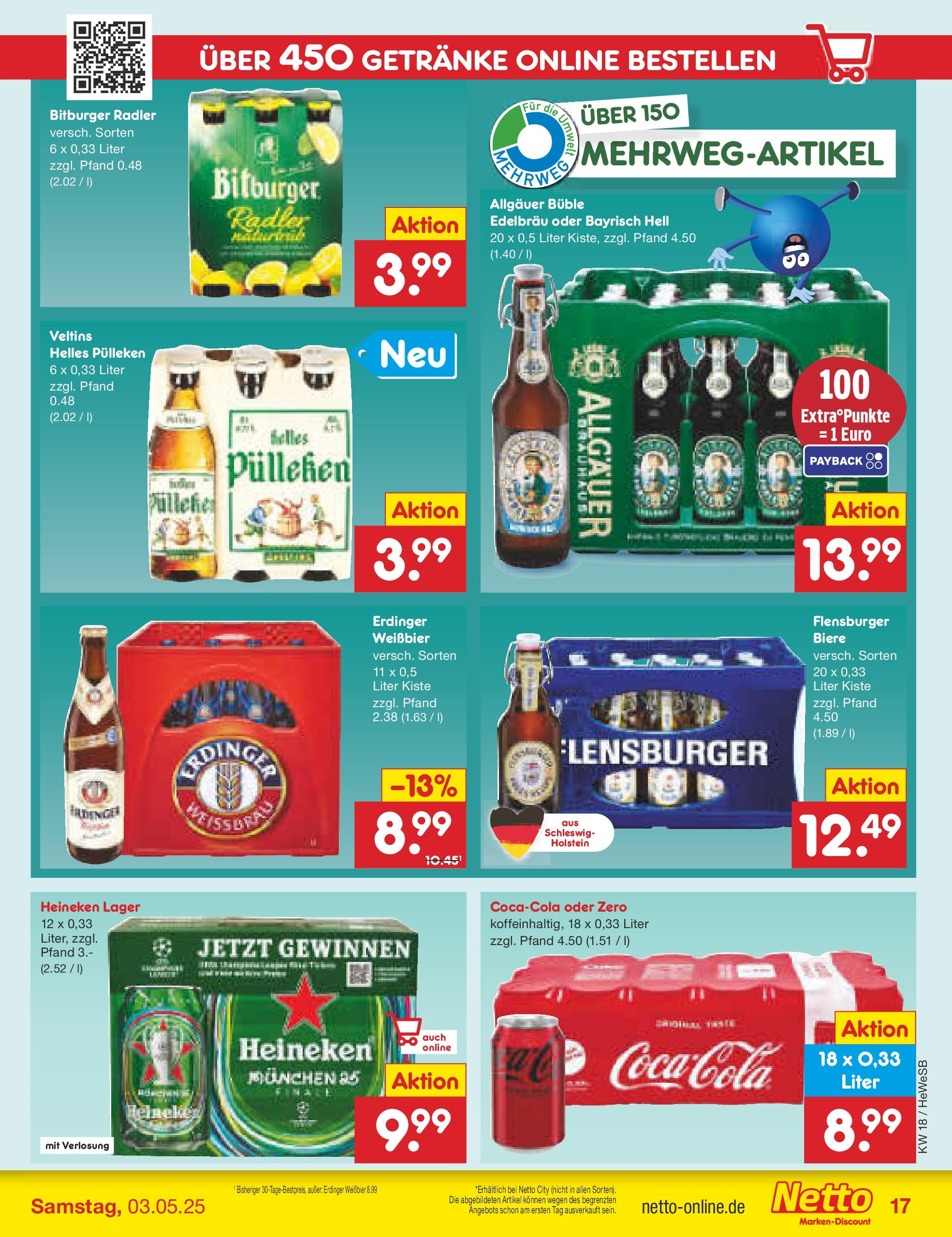 Netto Marken-Discount - Netto: Wochenangebote (ab 27.04.2025) » Angebote | Seite: 17 | Produkte: Helles pulleken, Bitburger, Heineken, Veltins Netto Marken-Discount - Netto: Wochenangebote (ab 27.04.2025) » Angebote | Seite: 17 | Produkte: Helles pulleken, Bitburger, Heineken, Veltins