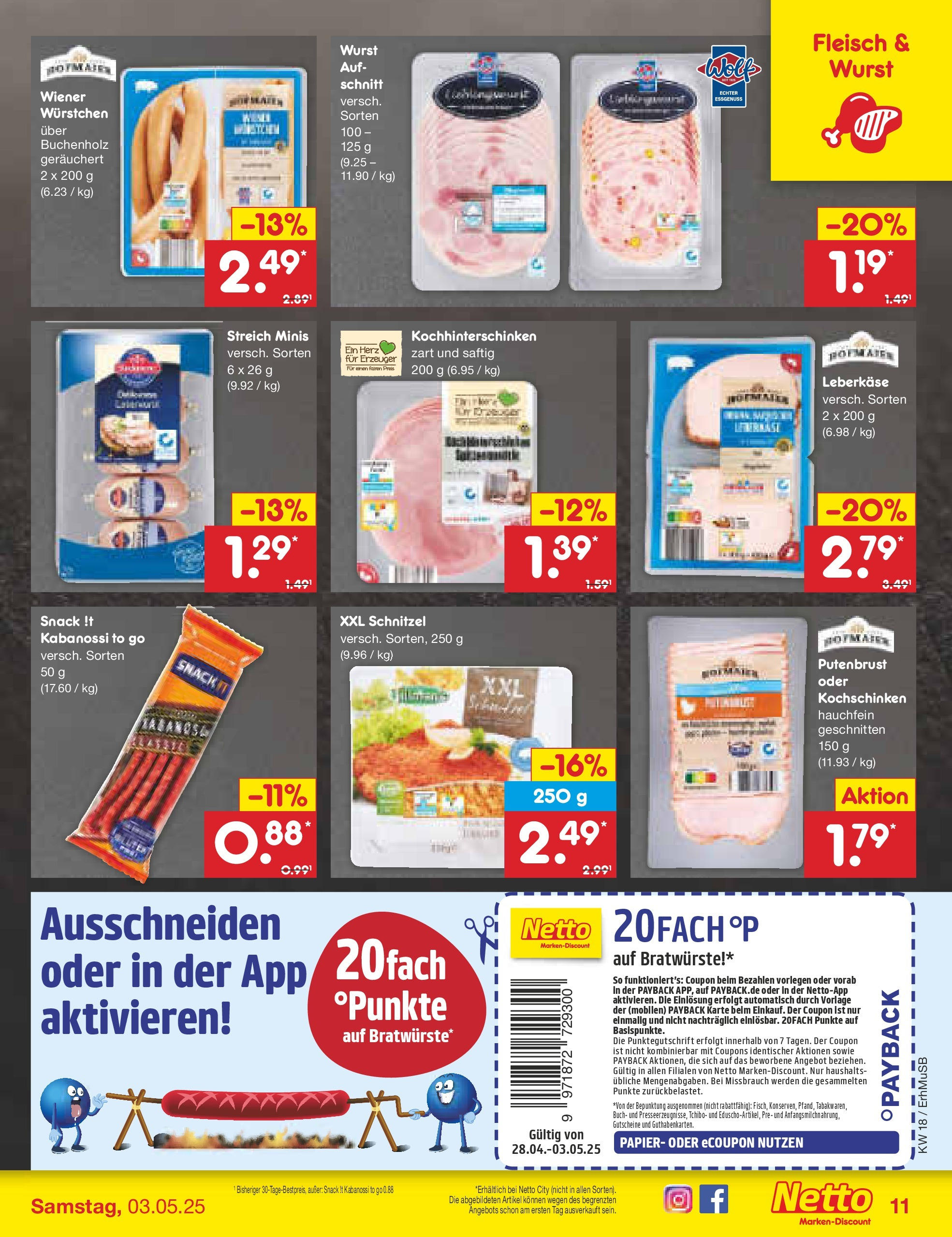 Netto Marken-Discount - Netto: Wochenangebote (ab 27.04.2025) » Angebote | Seite: 11 | Produkte: Wiener wurstchen, Wurst, Fleisch, Leberkase