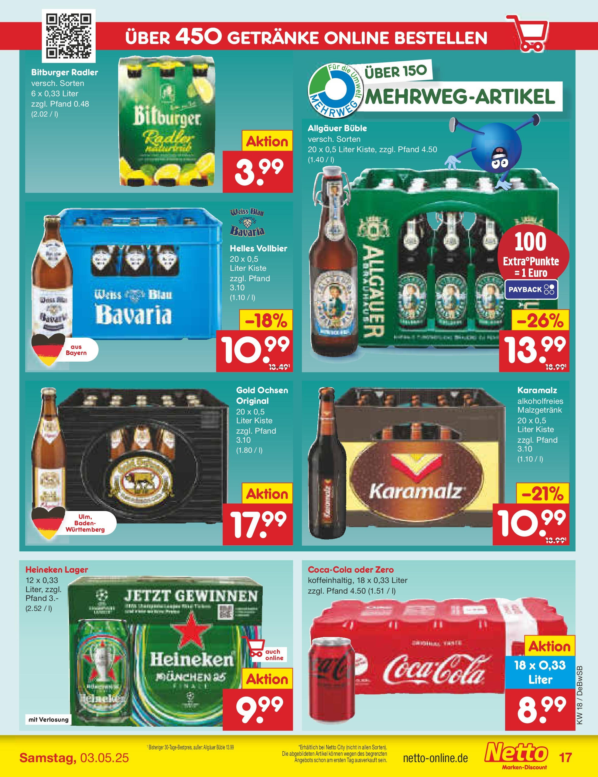 Netto Marken-Discount - Netto: Wochenangebote (ab 27.04.2025) » Angebote | Seite: 17 | Produkte: Bitburger, Heineken, Radler
