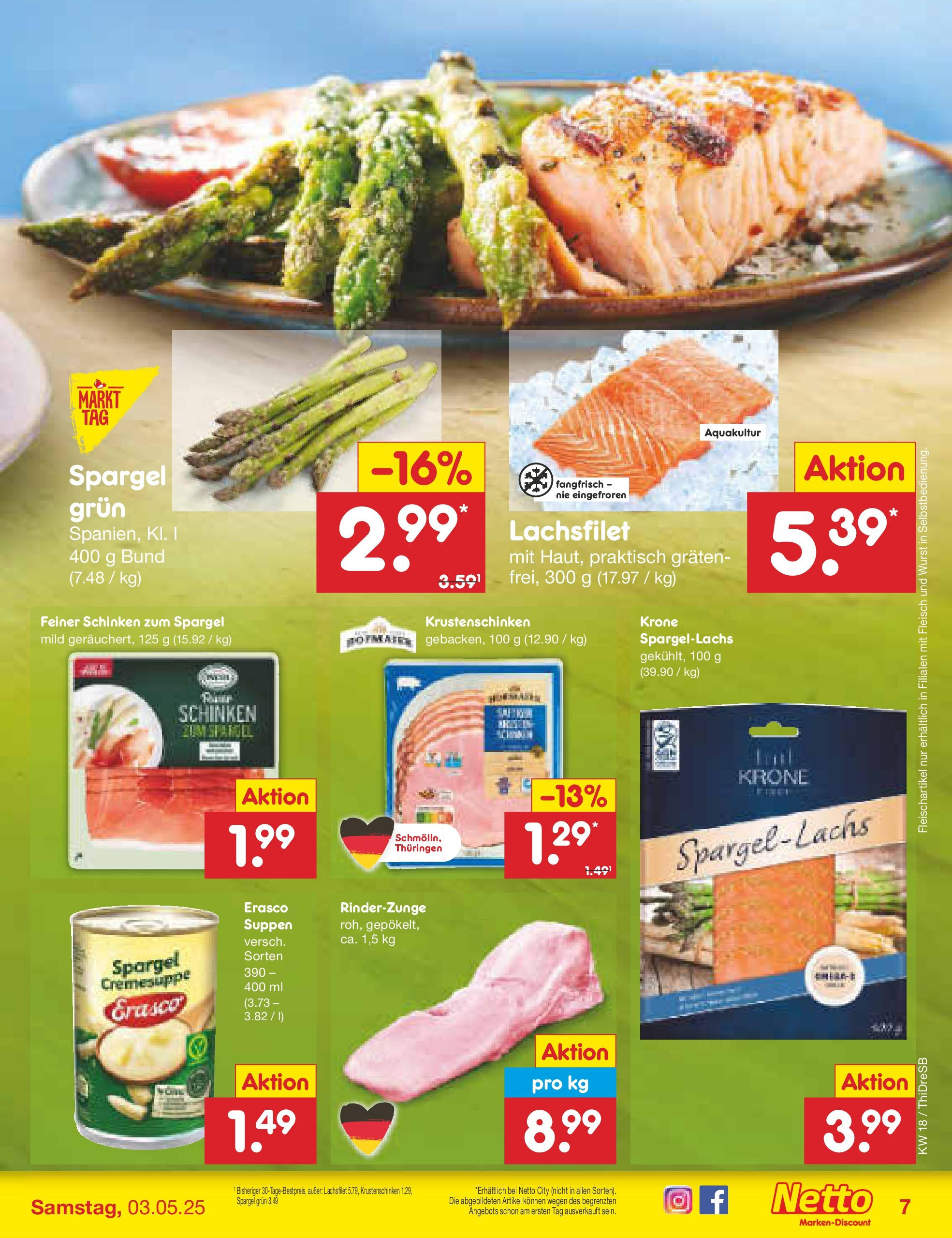 Netto Marken-Discount - Netto: Wochenangebote (ab 27.04.2025) » Angebote | Seite: 7 | Produkte: Spargel, Wurst, Schinken, Erasco Netto Marken-Discount - Netto: Wochenangebote (ab 27.04.2025) » Angebote | Seite: 7 | Produkte: Spargel, Wurst, Schinken, Erasco