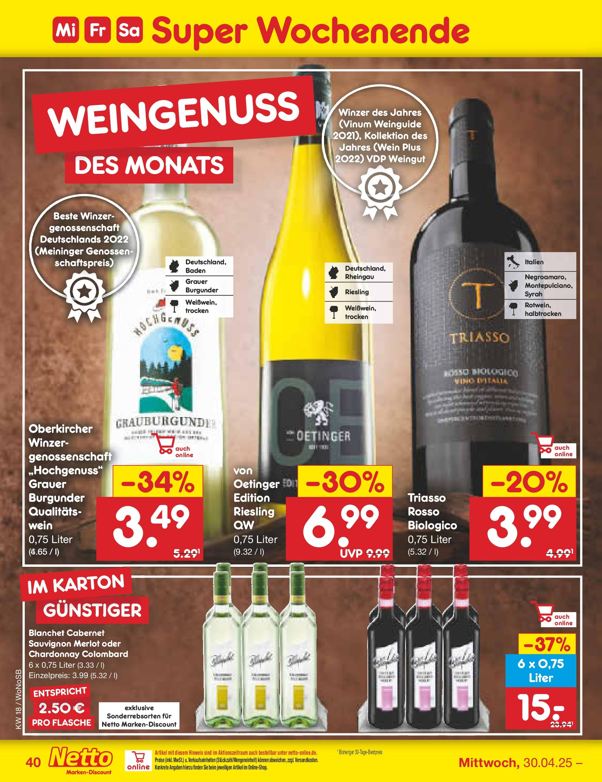 Netto Marken-Discount - Netto: Wochenangebote (ab 27.04.2025) » Angebote | Seite: 40 | Produkte: Merlot, Wein