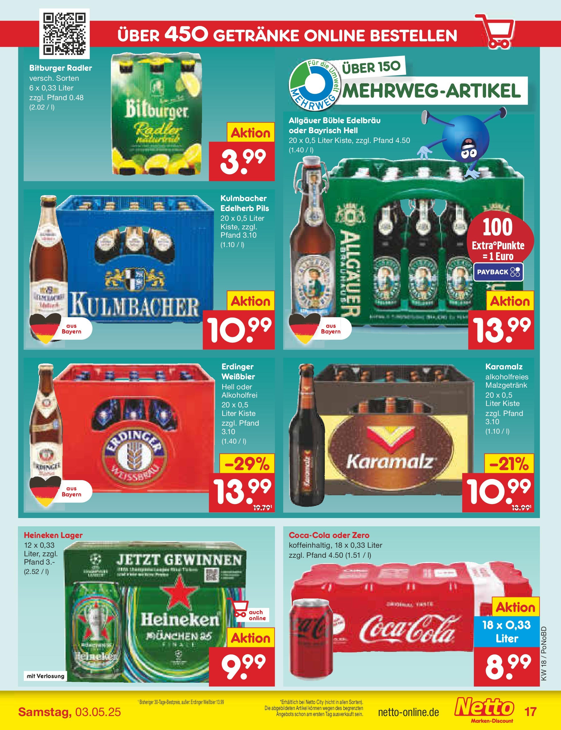 Netto Marken-Discount - Netto: Wochenangebote (ab 27.04.2025) » Angebote | Seite: 17 | Produkte: Coca cola, Weißbier, Pils, Radler