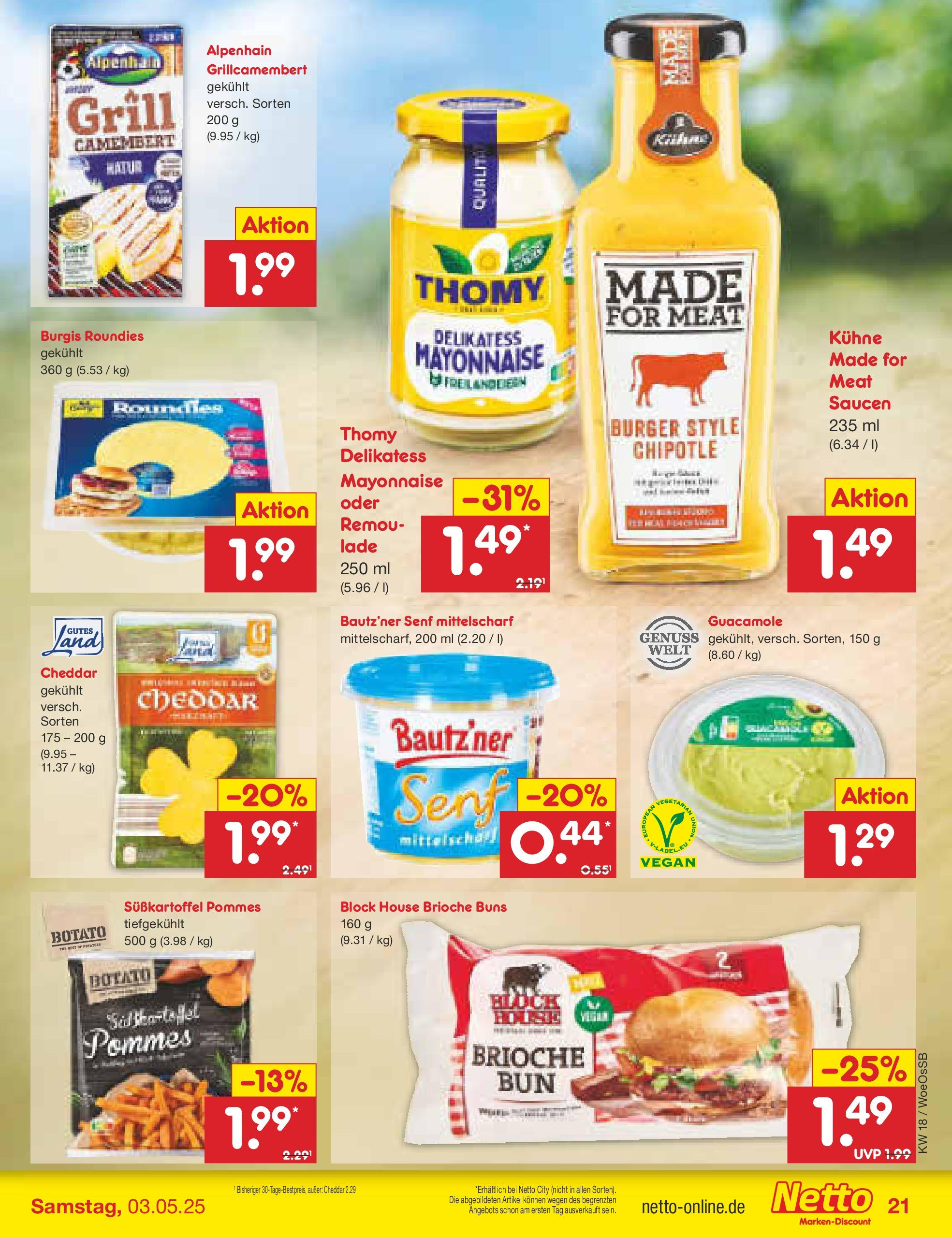 Netto Marken-Discount - Netto: Wochenangebote (ab 27.04.2025) » Angebote | Seite: 21 | Produkte: Grill, Pommes, Burger, Mayonnaise