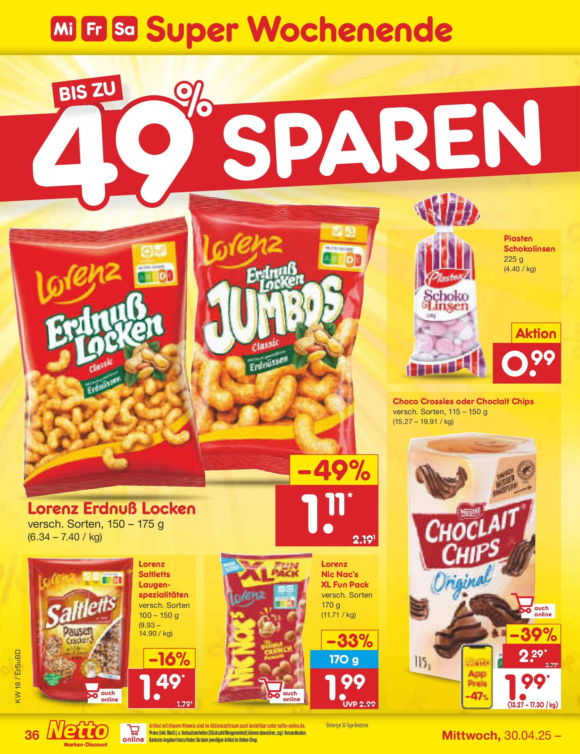 Netto Marken-Discount - Netto: Wochenangebote (ab 27.04.2025) » Angebote | Seite: 36 | Produkte: Erdnüsse, Chips Netto Marken-Discount - Netto: Wochenangebote (ab 27.04.2025) » Angebote | Seite: 36 | Produkte: Erdnüsse, Chips