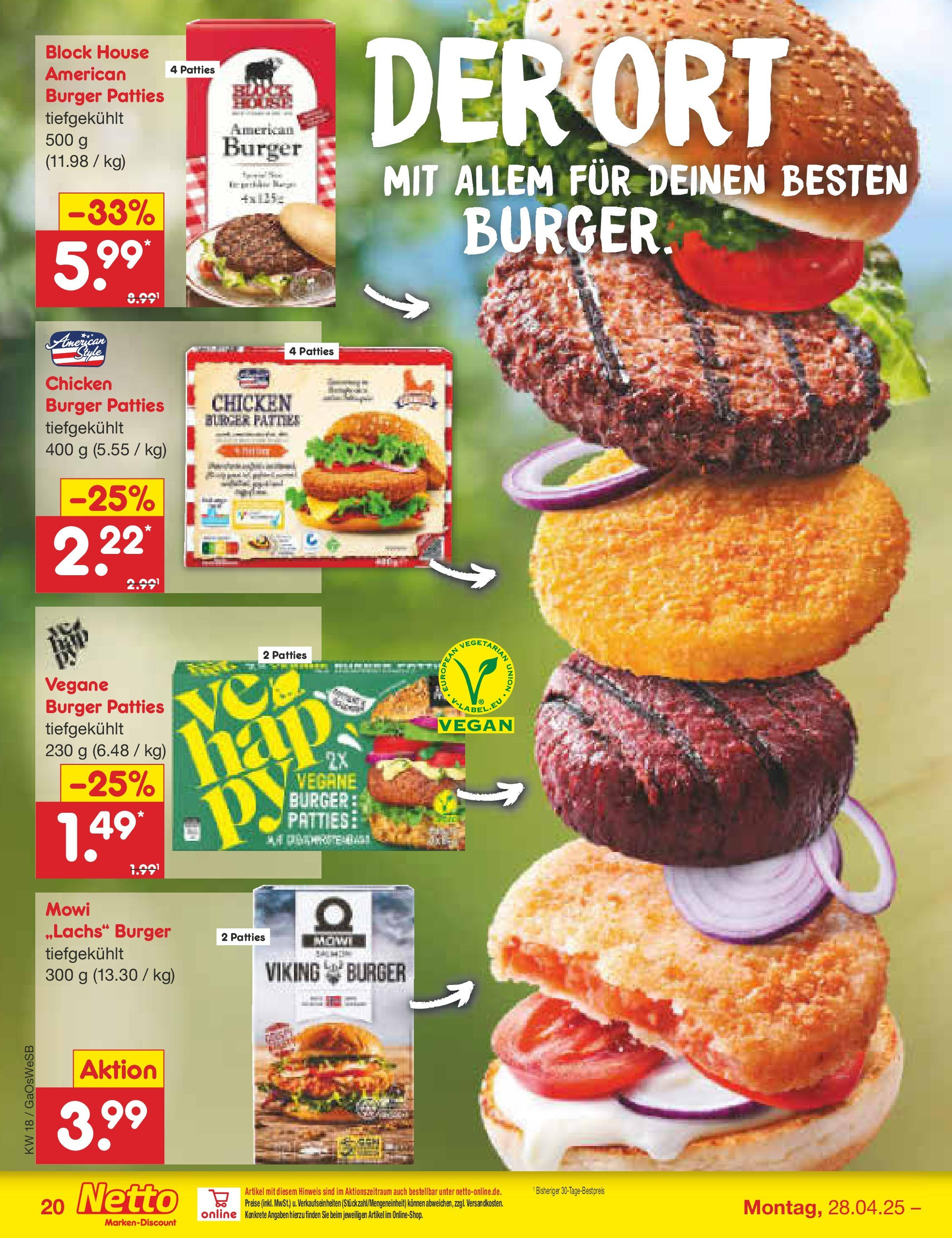 Netto Marken-Discount - Netto: Wochenangebote (ab 27.04.2025) » Angebote | Seite: 20 | Produkte: Burger Netto Marken-Discount - Netto: Wochenangebote (ab 27.04.2025) » Angebote | Seite: 20 | Produkte: Burger
