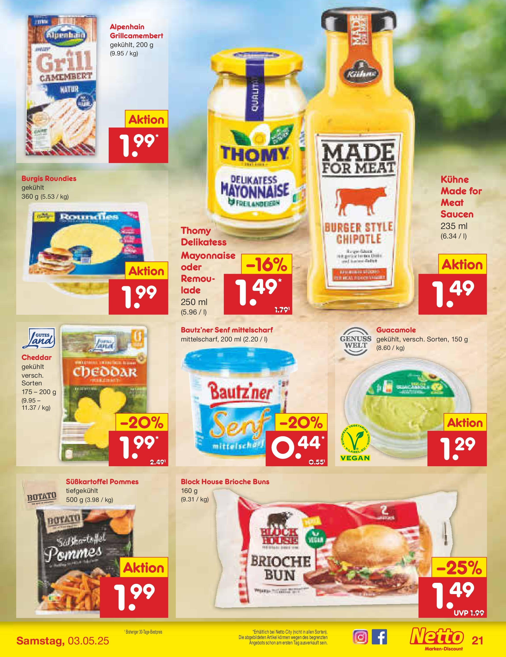 Netto Marken-Discount - Netto: Wochenangebote (ab 27.04.2025) » Angebote | Seite: 21 | Produkte: Grill, Pommes, Burger, Mayonnaise Netto Marken-Discount - Netto: Wochenangebote (ab 27.04.2025) » Angebote | Seite: 21 | Produkte: Grill, Pommes, Burger, Mayonnaise