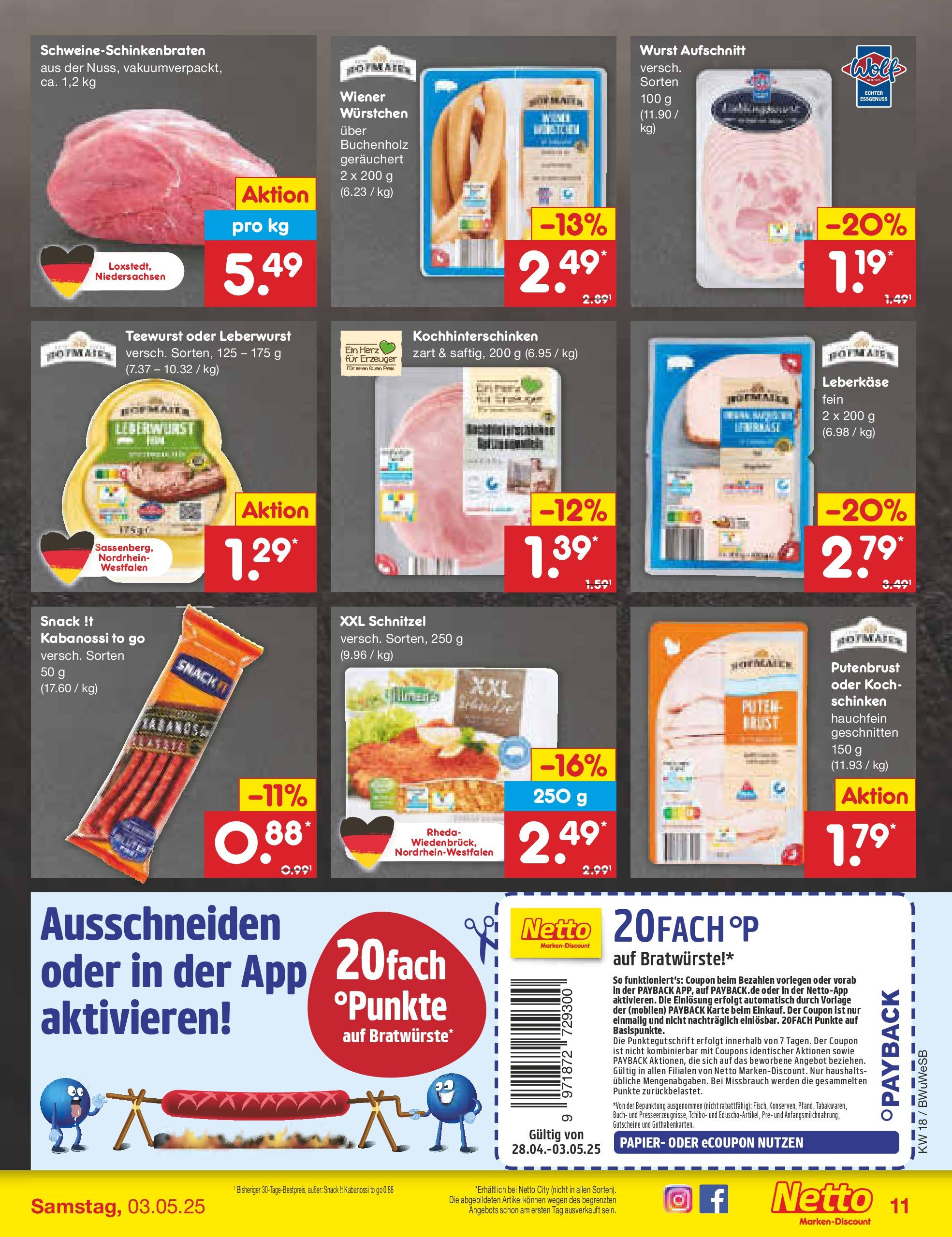 Netto Marken-Discount - Netto: Wochenangebote (ab 27.04.2025) » Angebote | Seite: 11 | Produkte: Schnitzel, Wurst, Schinken, Leberkase Netto Marken-Discount - Netto: Wochenangebote (ab 27.04.2025) » Angebote | Seite: 11 | Produkte: Schnitzel, Wurst, Schinken, Leberkase