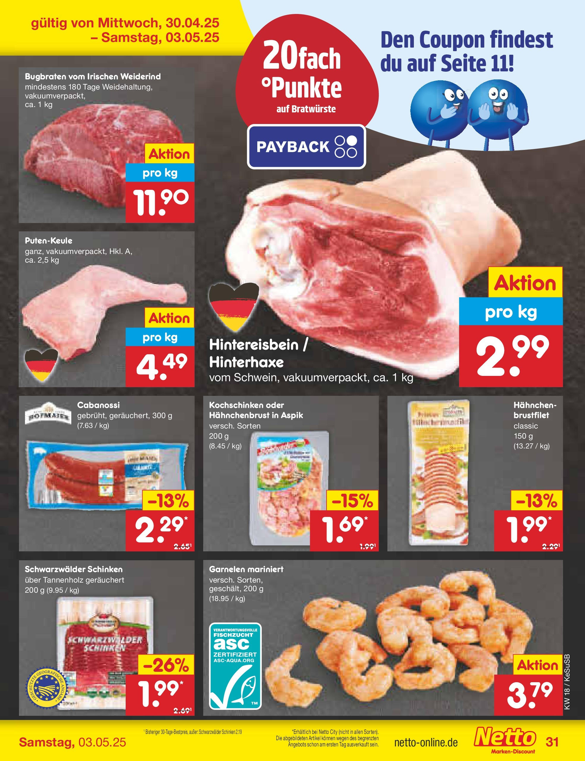 Netto Marken-Discount - Netto: Wochenangebote (ab 27.04.2025) » Angebote | Seite: 31 | Produkte: Hahnchen, Garnelen, Schinken, Hahnchenbrust Netto Marken-Discount - Netto: Wochenangebote (ab 27.04.2025) » Angebote | Seite: 31 | Produkte: Hahnchen, Garnelen, Schinken, Hahnchenbrust