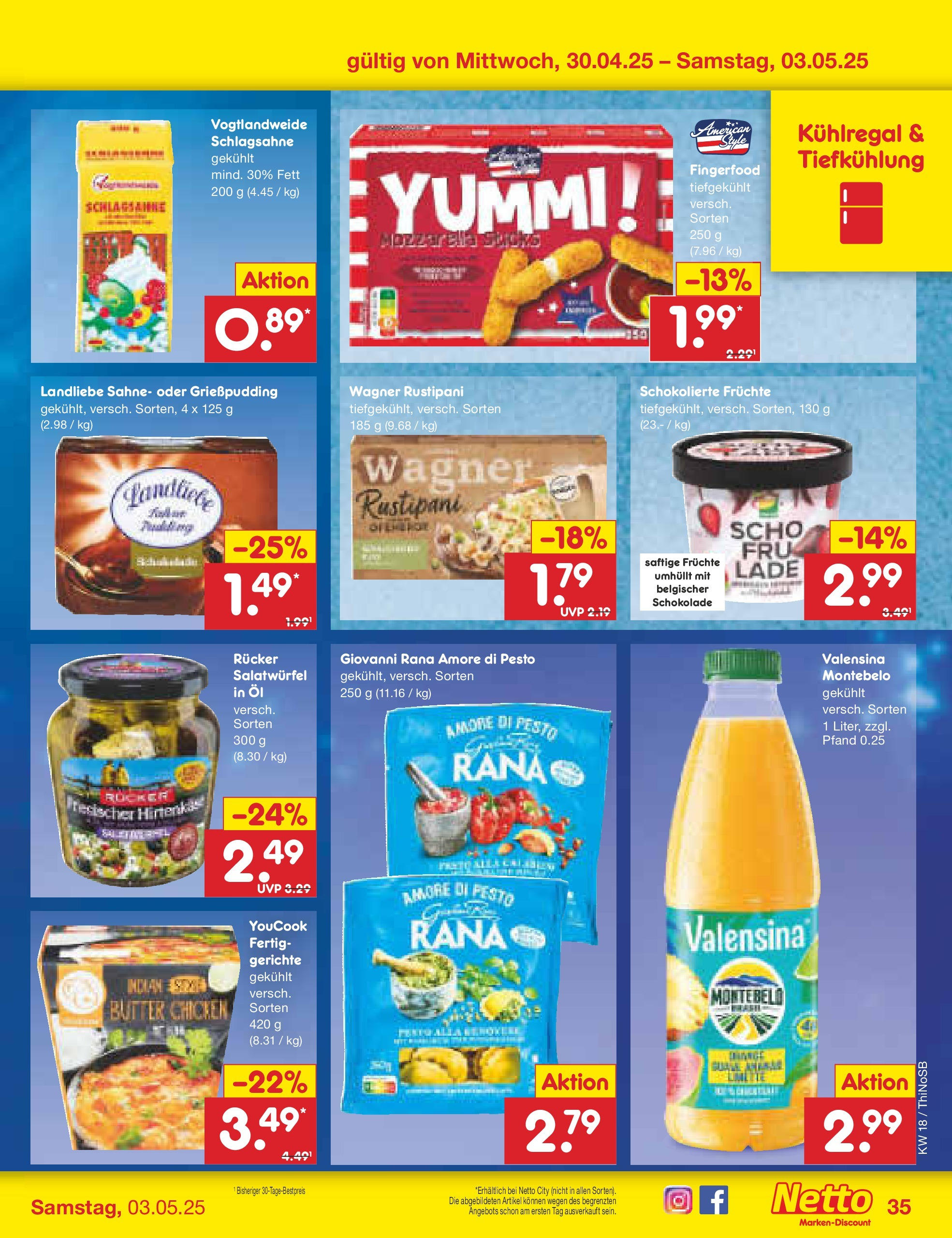 Netto Marken-Discount - Netto: Wochenangebote (ab 27.04.2025) » Angebote | Seite: 35 | Produkte: Youcook, Schlagsahne, Pudding, Valensina