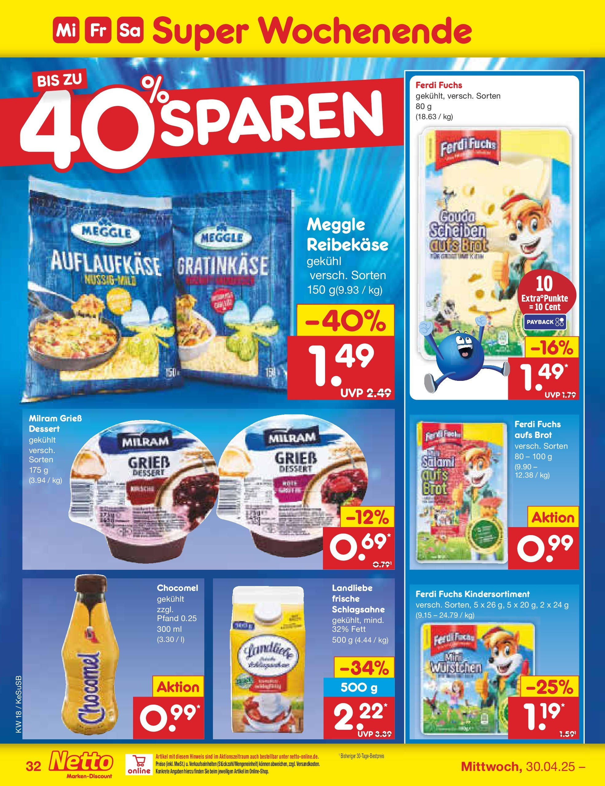 Netto Marken-Discount - Netto: Wochenangebote (ab 27.04.2025) » Angebote | Seite: 32 | Produkte: Schlagsahne, Gouda, Salami, Reibekase Netto Marken-Discount - Netto: Wochenangebote (ab 27.04.2025) » Angebote | Seite: 32 | Produkte: Schlagsahne, Gouda, Salami, Reibekase