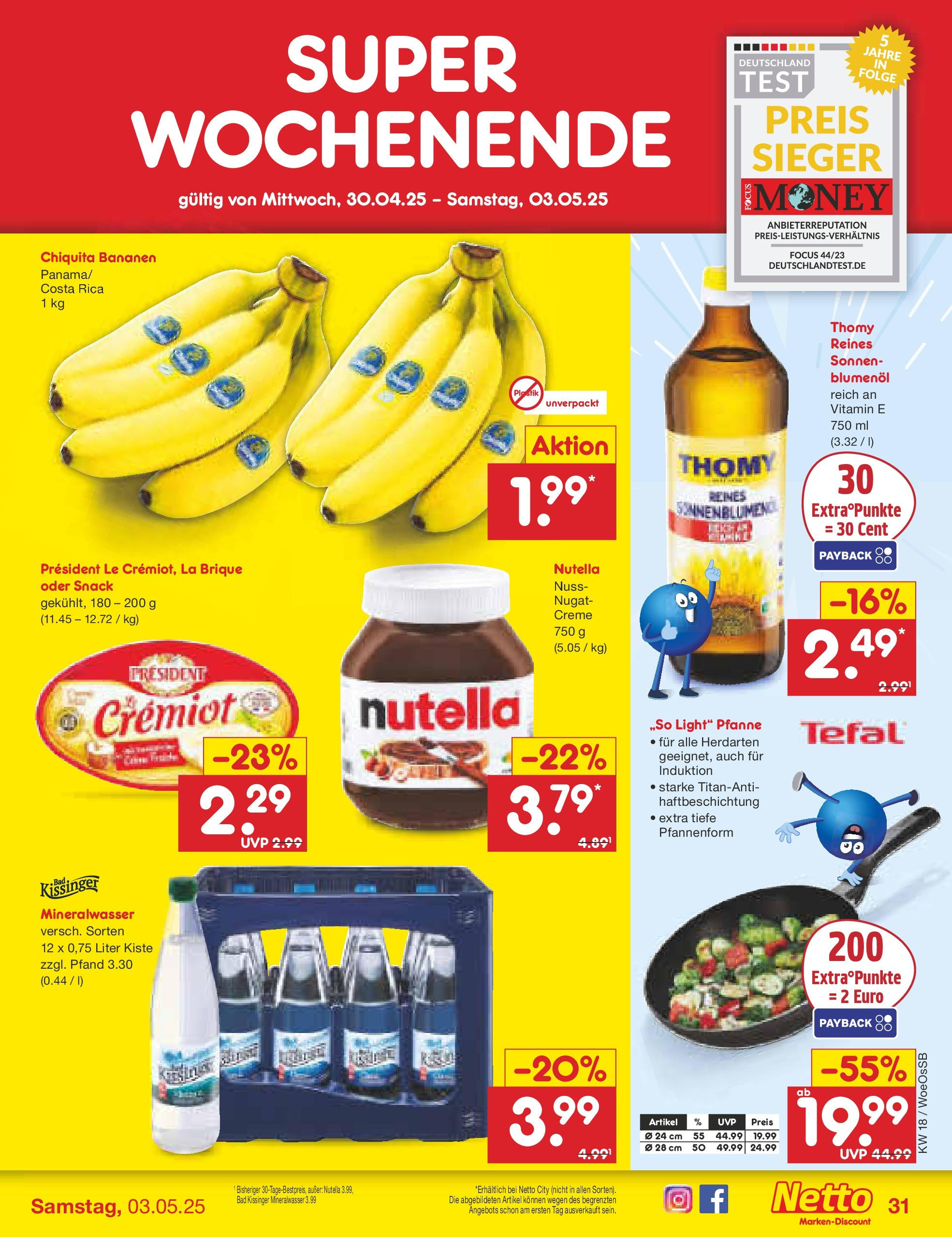 Netto Marken-Discount - Netto: Wochenangebote (ab 27.04.2025) » Angebote | Seite: 31 | Produkte: Bad, Bananen, Mineralwasser, Creme