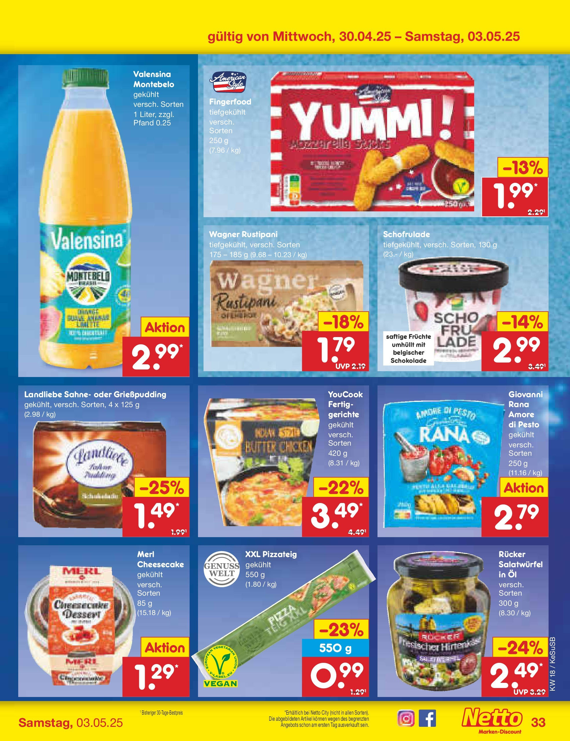 Netto Marken-Discount - Netto: Wochenangebote (ab 27.04.2025) » Angebote | Seite: 33 | Produkte: Schokolade, Pudding, Pasta, Pizza Netto Marken-Discount - Netto: Wochenangebote (ab 27.04.2025) » Angebote | Seite: 33 | Produkte: Schokolade, Pudding, Pasta, Pizza