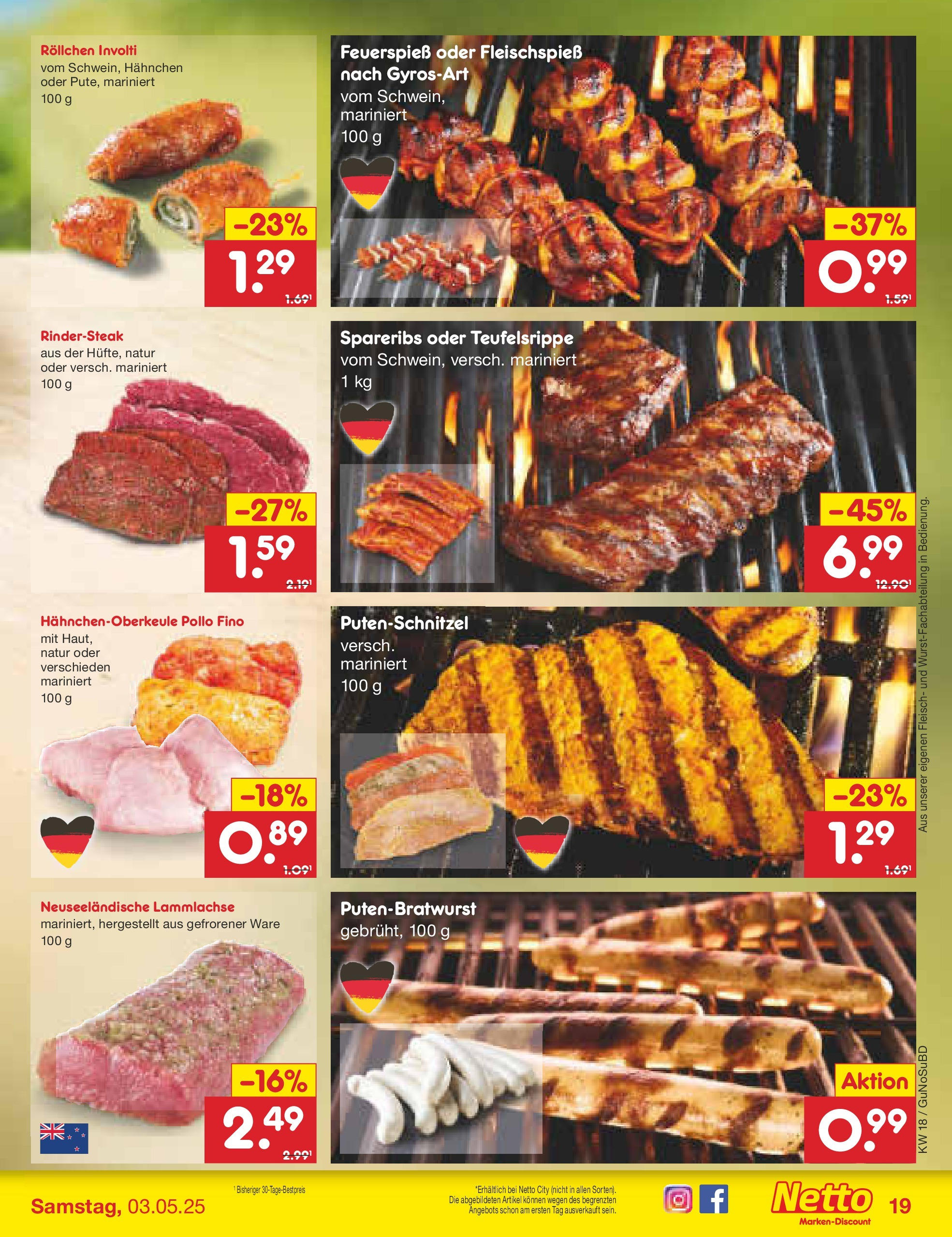 Netto Marken-Discount - Netto: Wochenangebote (ab 27.04.2025) » Angebote | Seite: 19 | Produkte: Hahnchen, Schnitzel, Steak, Fleisch Netto Marken-Discount - Netto: Wochenangebote (ab 27.04.2025) » Angebote | Seite: 19 | Produkte: Hahnchen, Schnitzel, Steak, Fleisch