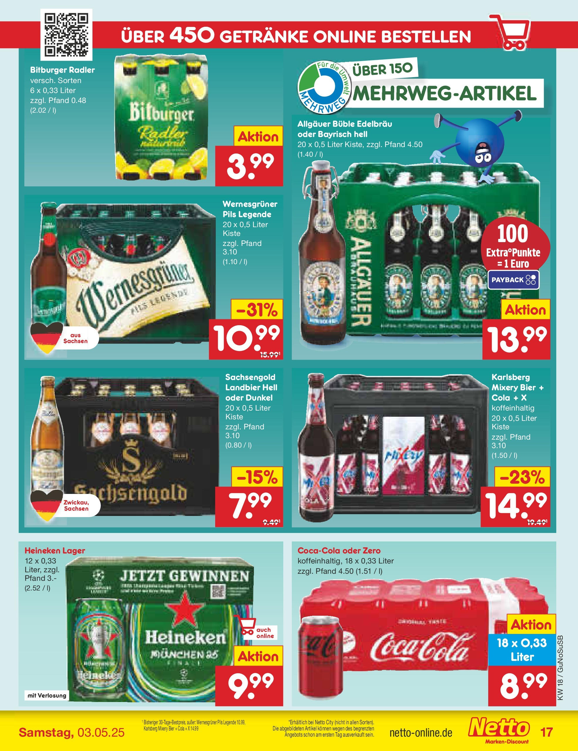 Netto Marken-Discount - Netto: Wochenangebote (ab 27.04.2025) » Angebote | Seite: 17 | Produkte: Bitburger, Cola, Bier, Heineken Netto Marken-Discount - Netto: Wochenangebote (ab 27.04.2025) » Angebote | Seite: 17 | Produkte: Bitburger, Cola, Bier, Heineken