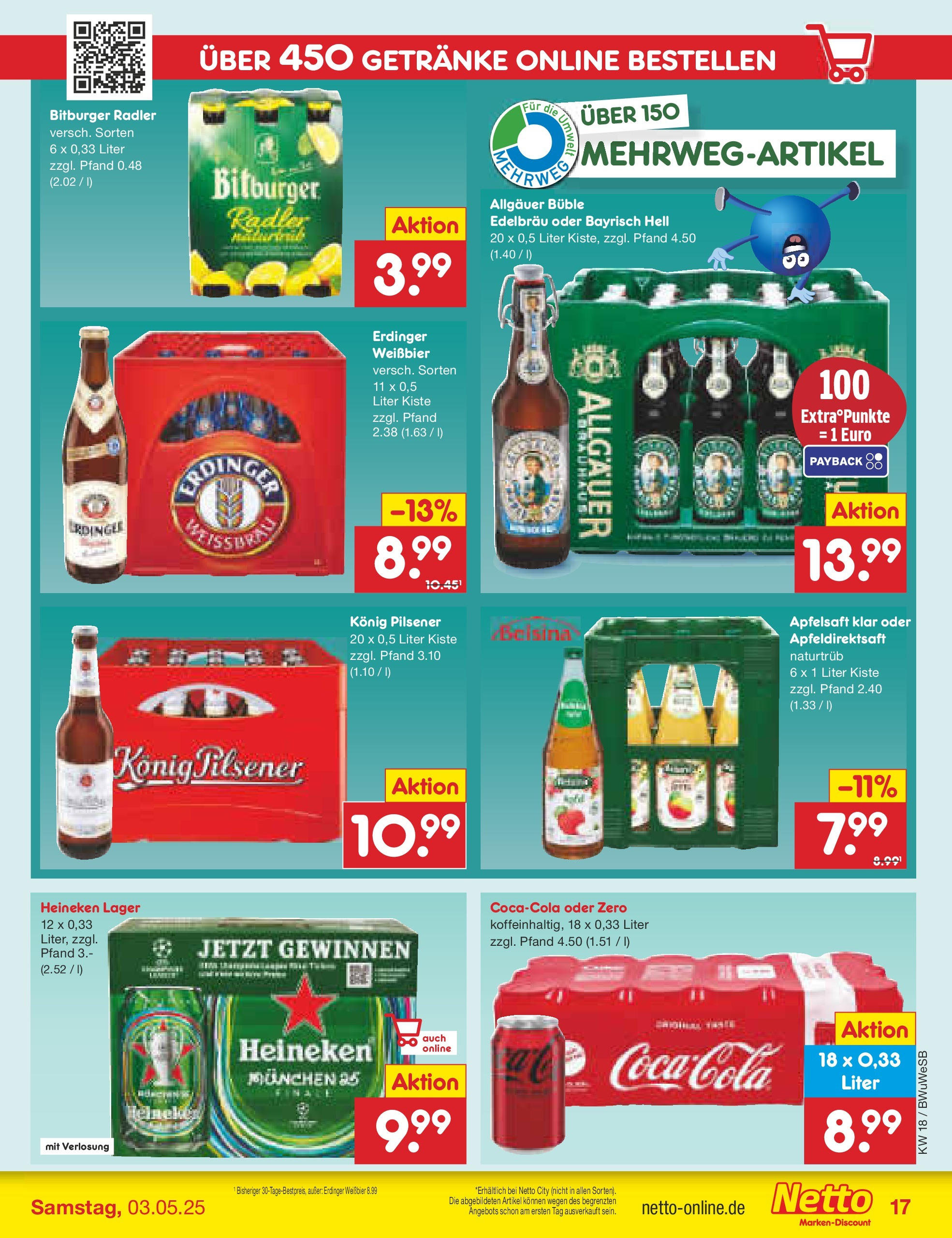 Netto Marken-Discount - Netto: Wochenangebote (ab 27.04.2025) » Angebote | Seite: 17 | Produkte: Bitburger, Erdinger, Apple, Heineken Netto Marken-Discount - Netto: Wochenangebote (ab 27.04.2025) » Angebote | Seite: 17 | Produkte: Bitburger, Erdinger, Apple, Heineken