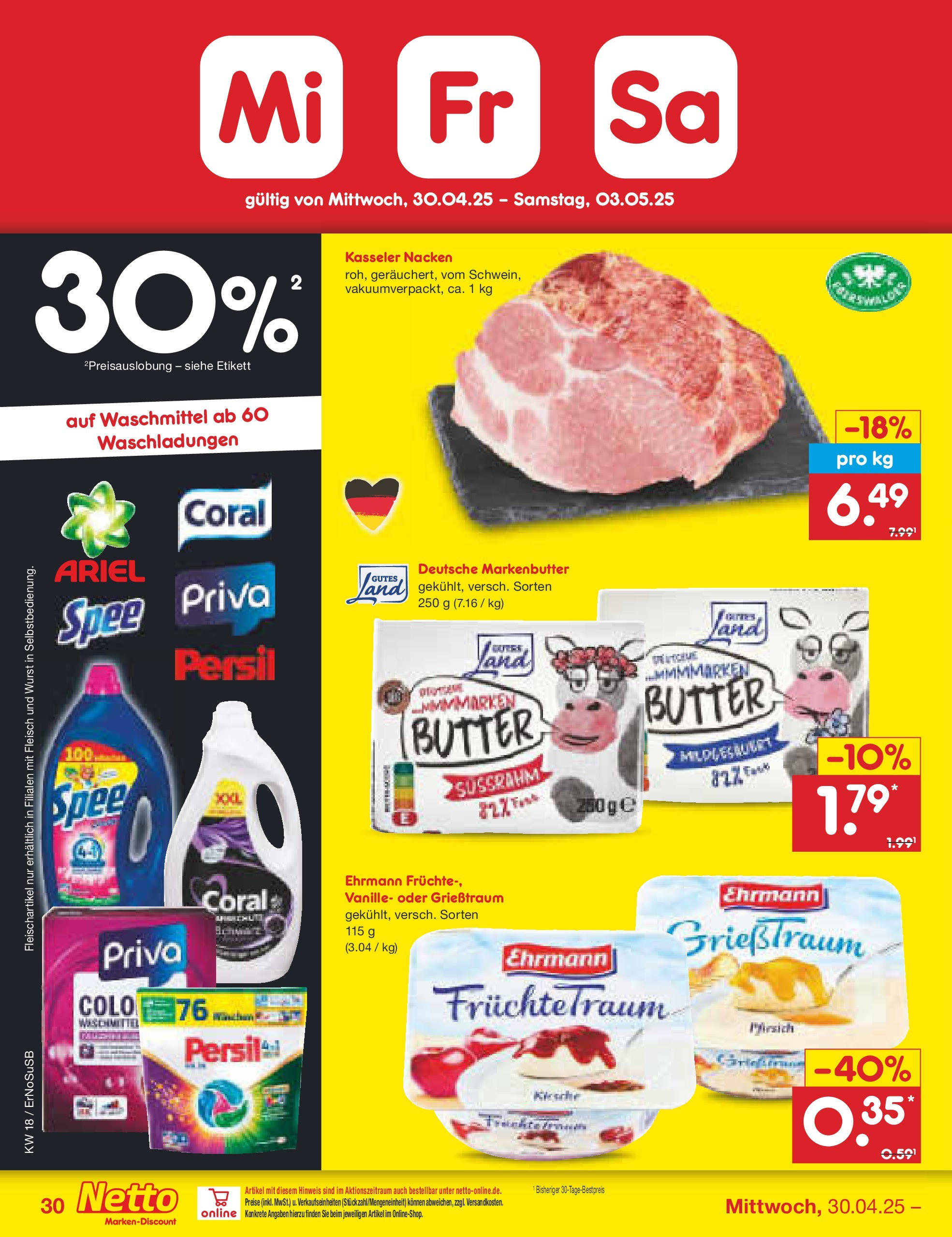 Netto Marken-Discount - Netto: Wochenangebote (ab 27.04.2025) » Angebote | Seite: 30 | Produkte: Butter, Ariel, Spee, Waschmittel Netto Marken-Discount - Netto: Wochenangebote (ab 27.04.2025) » Angebote | Seite: 30 | Produkte: Butter, Ariel, Spee, Waschmittel
