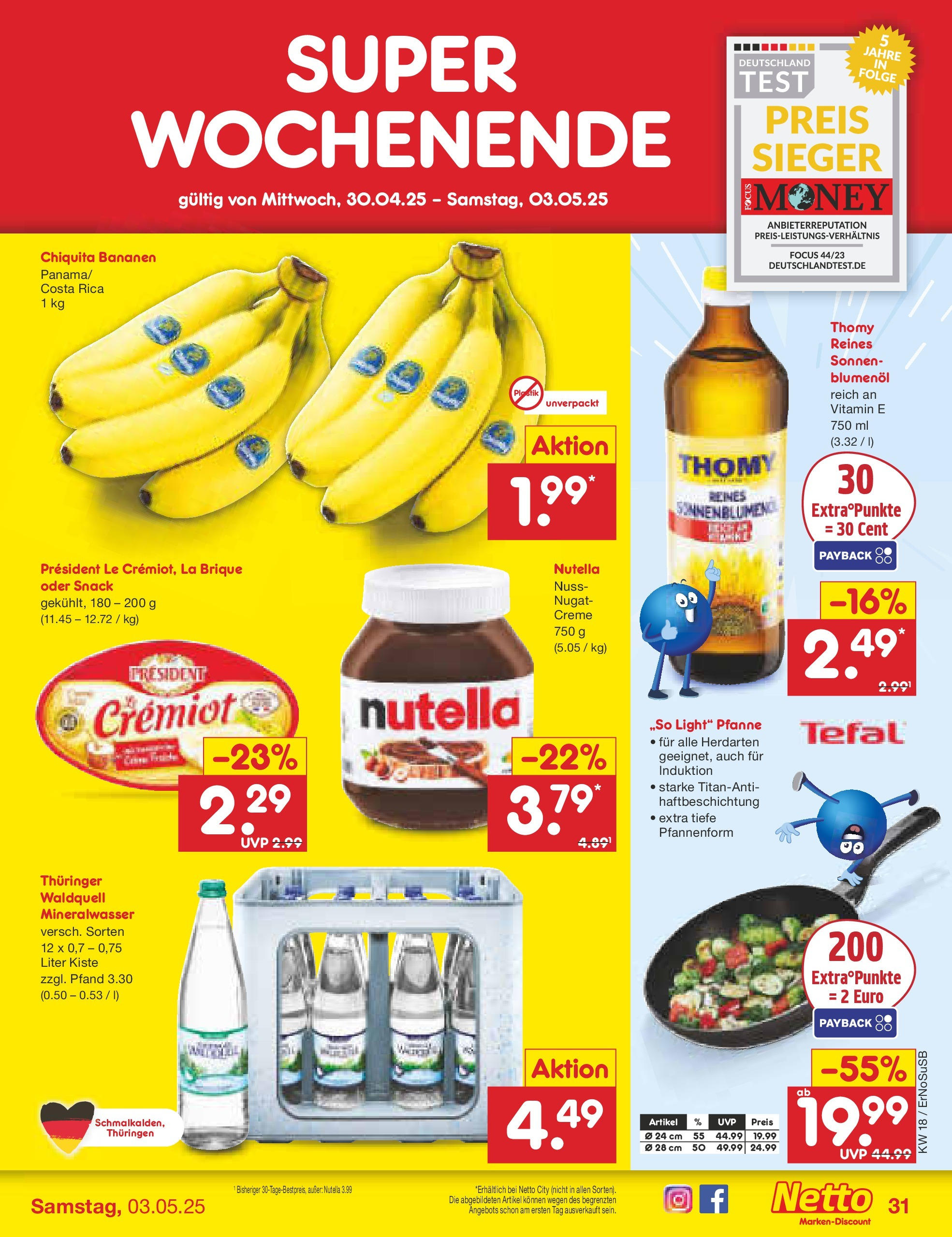 Netto Marken-Discount - Netto: Wochenangebote (ab 27.04.2025) » Angebote | Seite: 31 | Produkte: Sonnenblumenol, Bananen, Creme, Nutella Netto Marken-Discount - Netto: Wochenangebote (ab 27.04.2025) » Angebote | Seite: 31 | Produkte: Sonnenblumenol, Bananen, Creme, Nutella
