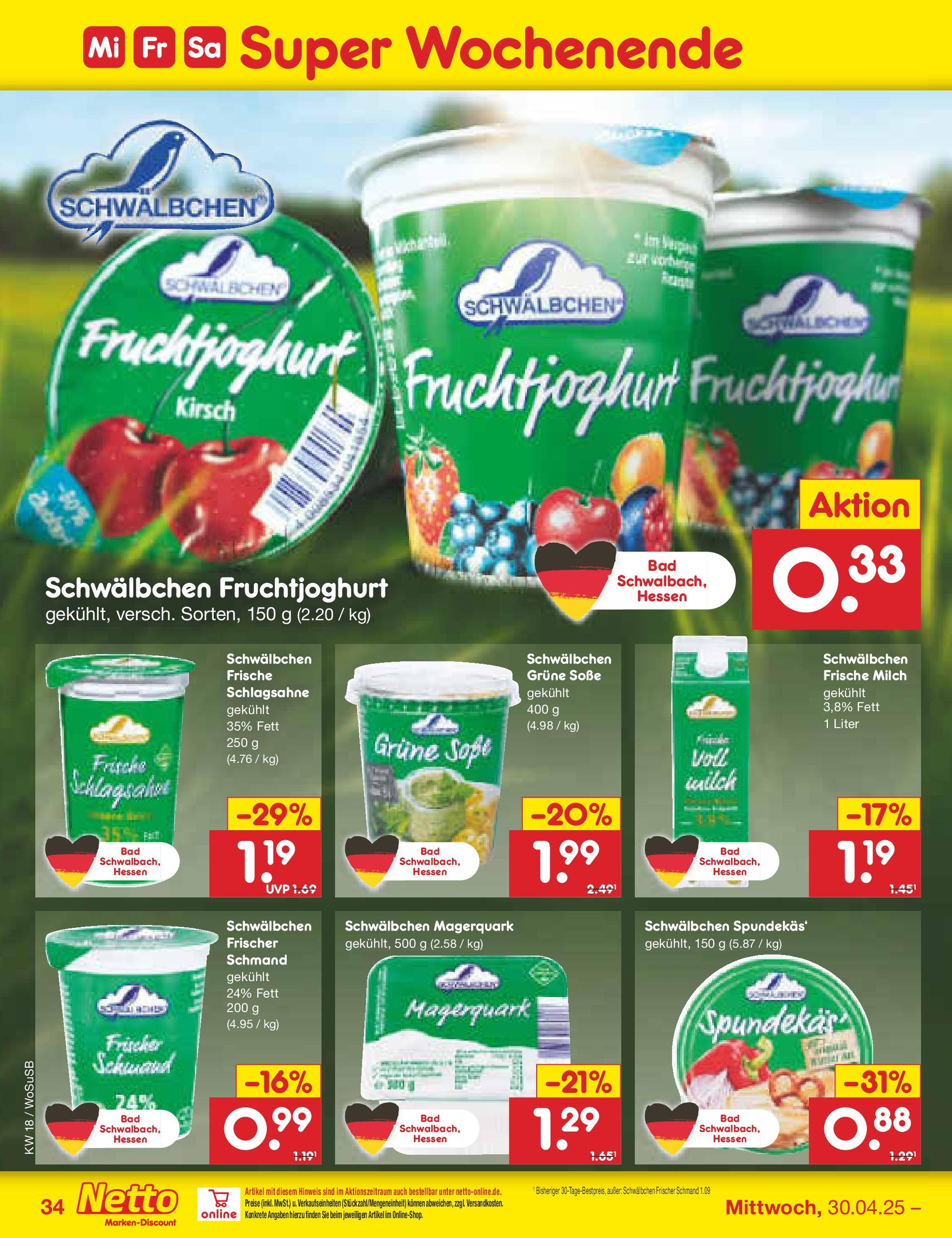 Netto Marken-Discount - Netto: Wochenangebote (ab 27.04.2025) » Angebote | Seite: 34 | Produkte: Schlagsahne, Fruchtjoghurt, Soße, Magerquark Netto Marken-Discount - Netto: Wochenangebote (ab 27.04.2025) » Angebote | Seite: 34 | Produkte: Schlagsahne, Fruchtjoghurt, Soße, Magerquark