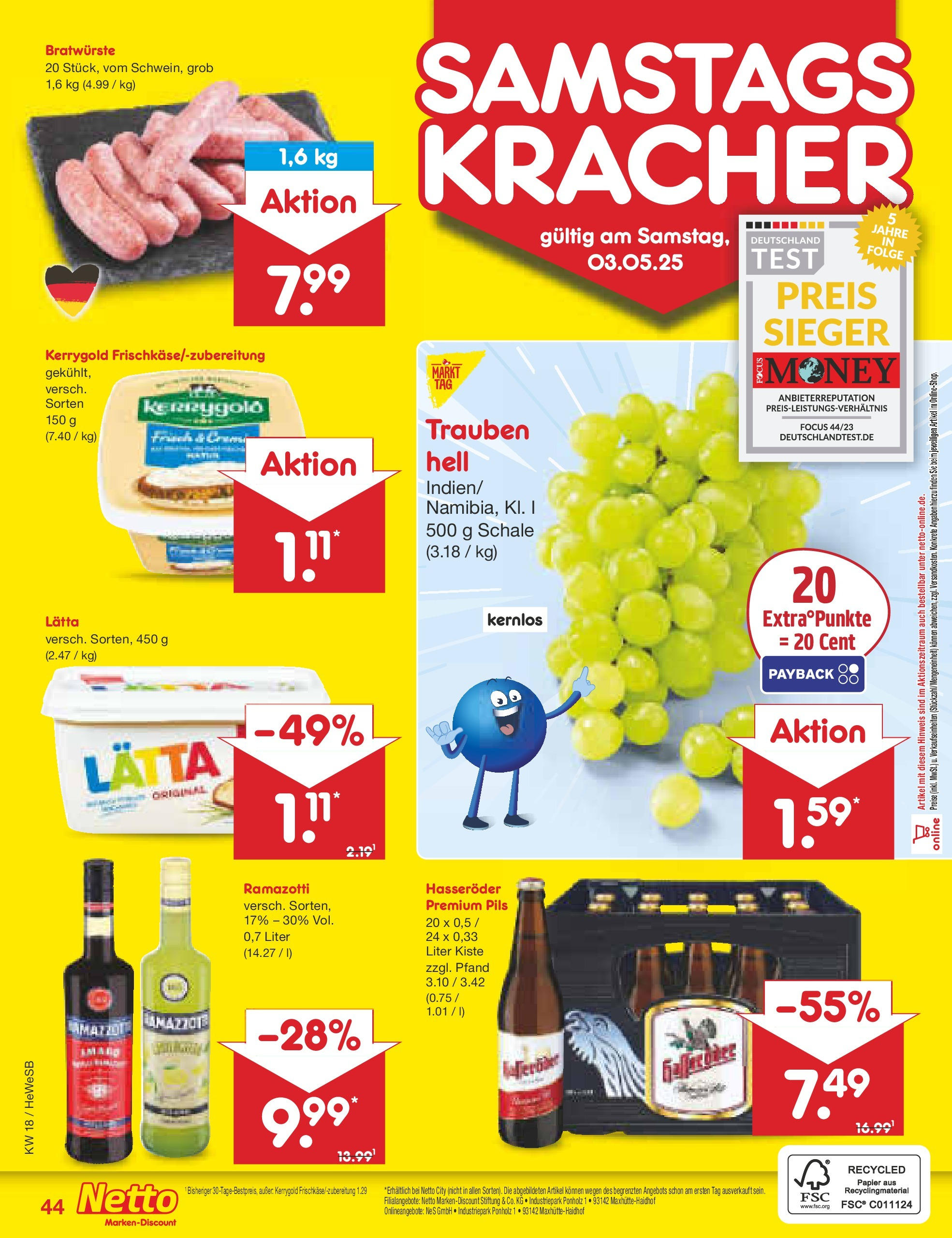 Netto Marken-Discount - Netto: Wochenangebote (ab 27.04.2025) » Angebote | Seite: 44 | Produkte: Trauben, Pils, Lätta, Hasseröder Netto Marken-Discount - Netto: Wochenangebote (ab 27.04.2025) » Angebote | Seite: 44 | Produkte: Trauben, Pils, Lätta, Hasseröder
