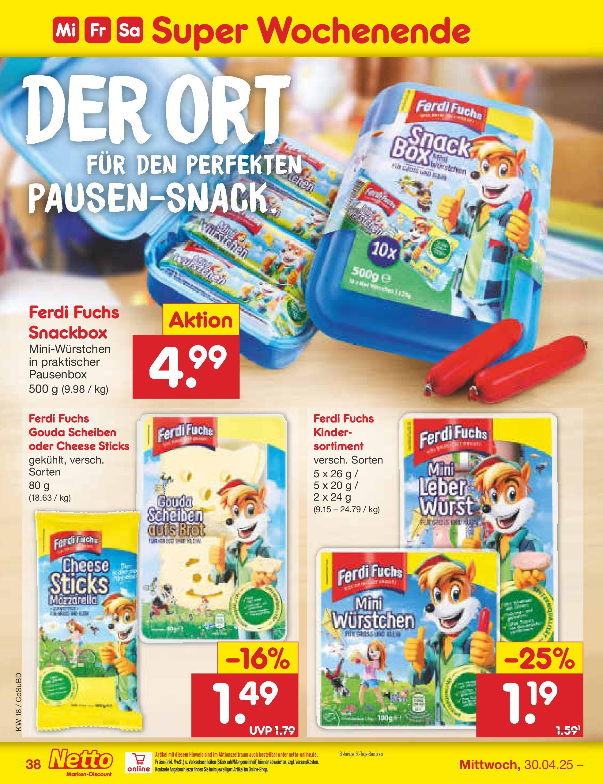 Netto Marken-Discount - Netto: Wochenangebote (ab 27.04.2025) » Angebote | Seite: 38 | Produkte: Mozzarella, Gouda, Wurst, Brot