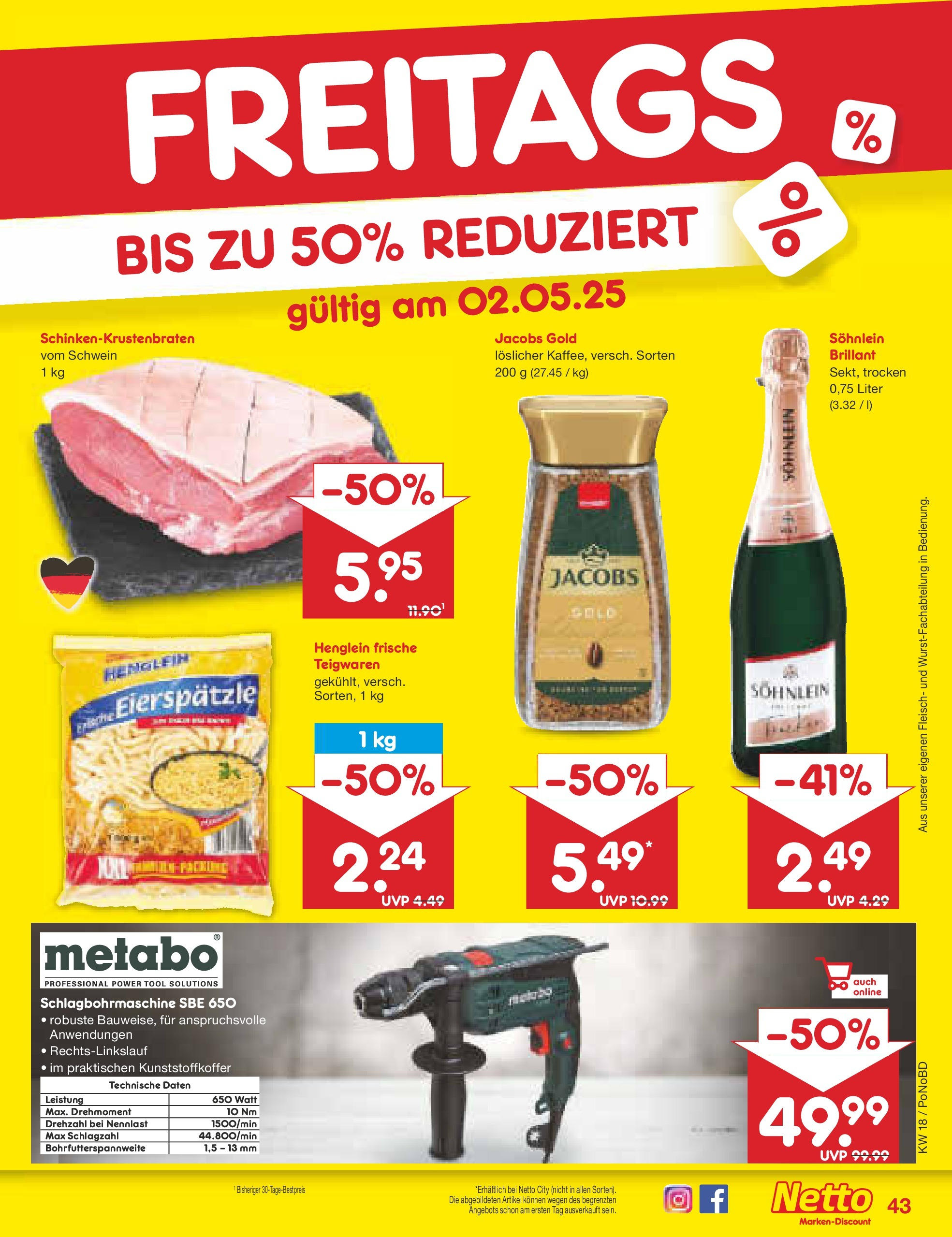 Netto Marken-Discount - Netto: Wochenangebote (ab 27.04.2025) » Angebote | Seite: 43 | Produkte: Pasta, Fleisch