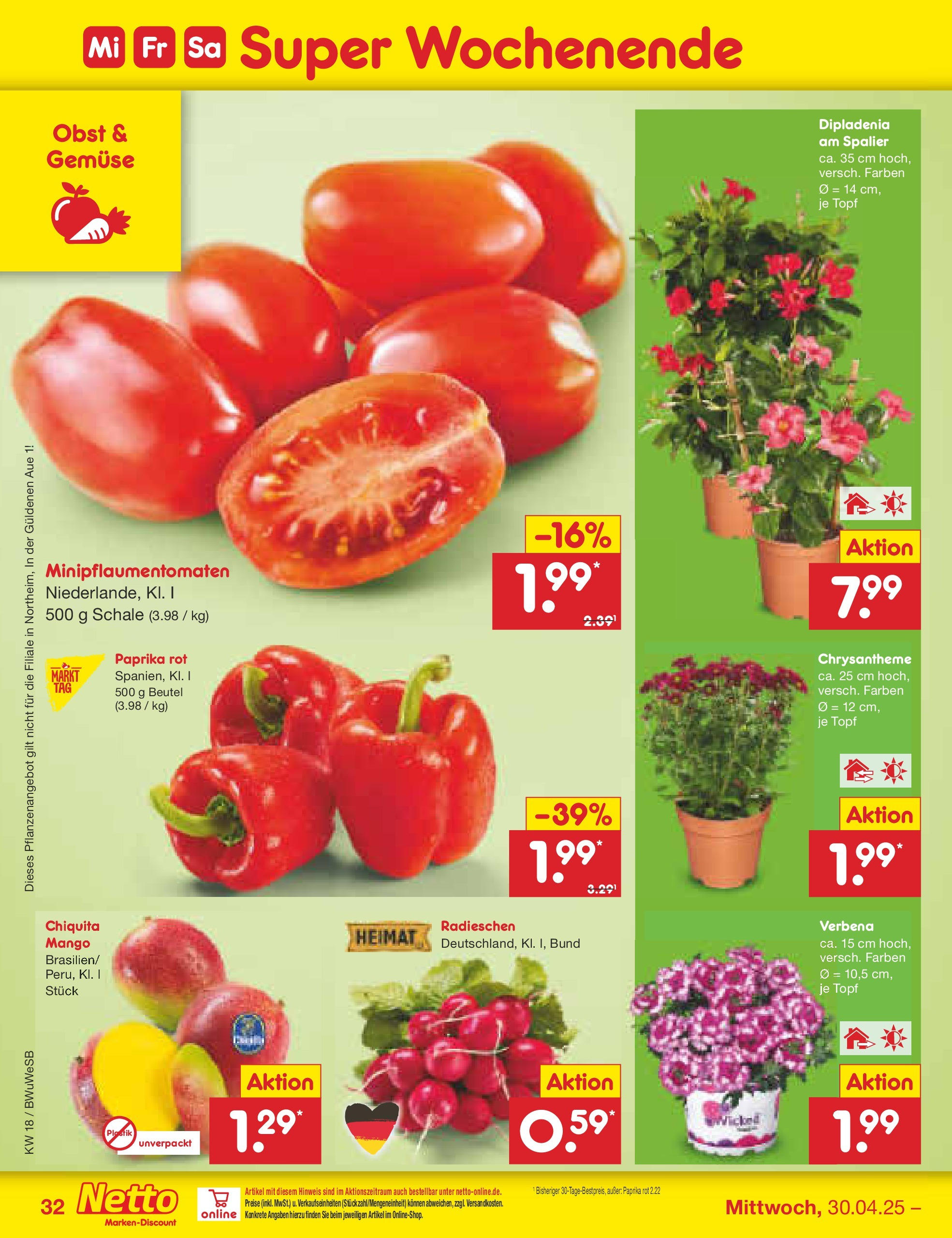 Netto Marken-Discount - Netto: Wochenangebote (ab 27.04.2025) » Angebote | Seite: 32 | Produkte: Paprika rot, Gemüse, Paprika, Obst Netto Marken-Discount - Netto: Wochenangebote (ab 27.04.2025) » Angebote | Seite: 32 | Produkte: Paprika rot, Gemüse, Paprika, Obst