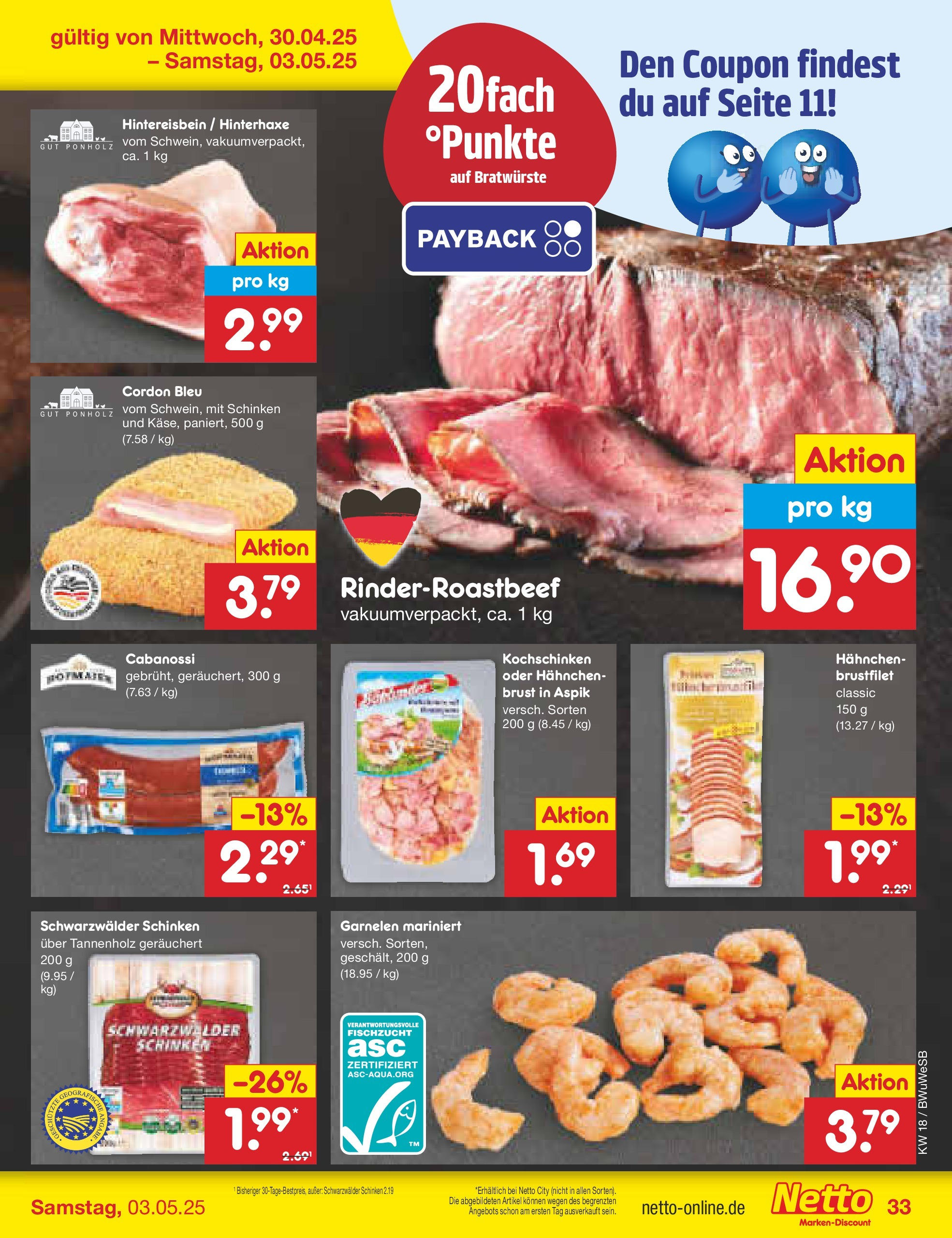 Netto Marken-Discount - Netto: Wochenangebote (ab 27.04.2025) » Angebote | Seite: 33 | Produkte: Hahnchen, Garnelen, Schinken, Hahnchenbrust Netto Marken-Discount - Netto: Wochenangebote (ab 27.04.2025) » Angebote | Seite: 33 | Produkte: Hahnchen, Garnelen, Schinken, Hahnchenbrust