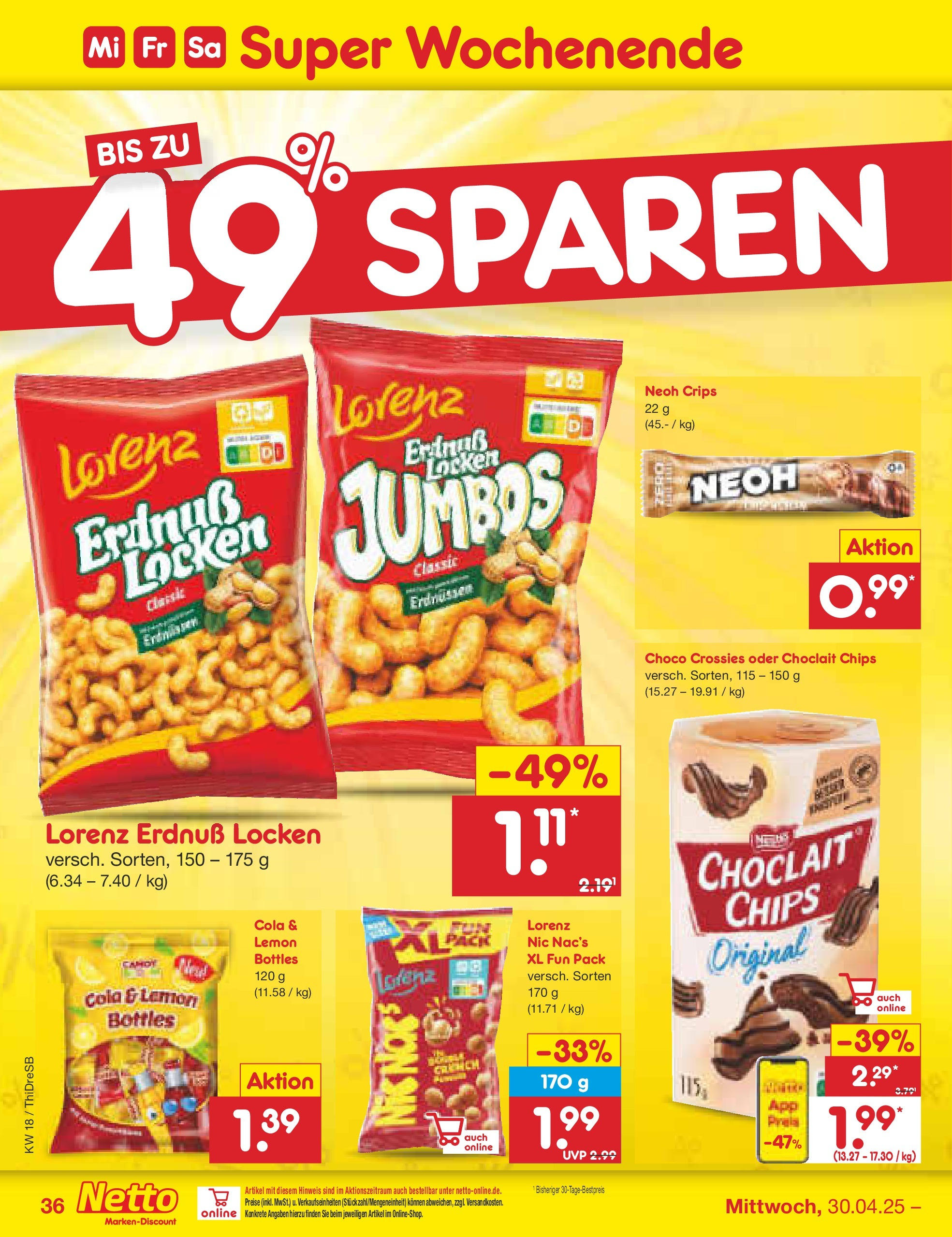 Netto Marken-Discount - Netto: Wochenangebote (ab 27.04.2025) » Angebote | Seite: 36 | Produkte: Erdnüsse, Cola, Chips Netto Marken-Discount - Netto: Wochenangebote (ab 27.04.2025) » Angebote | Seite: 36 | Produkte: Erdnüsse, Cola, Chips