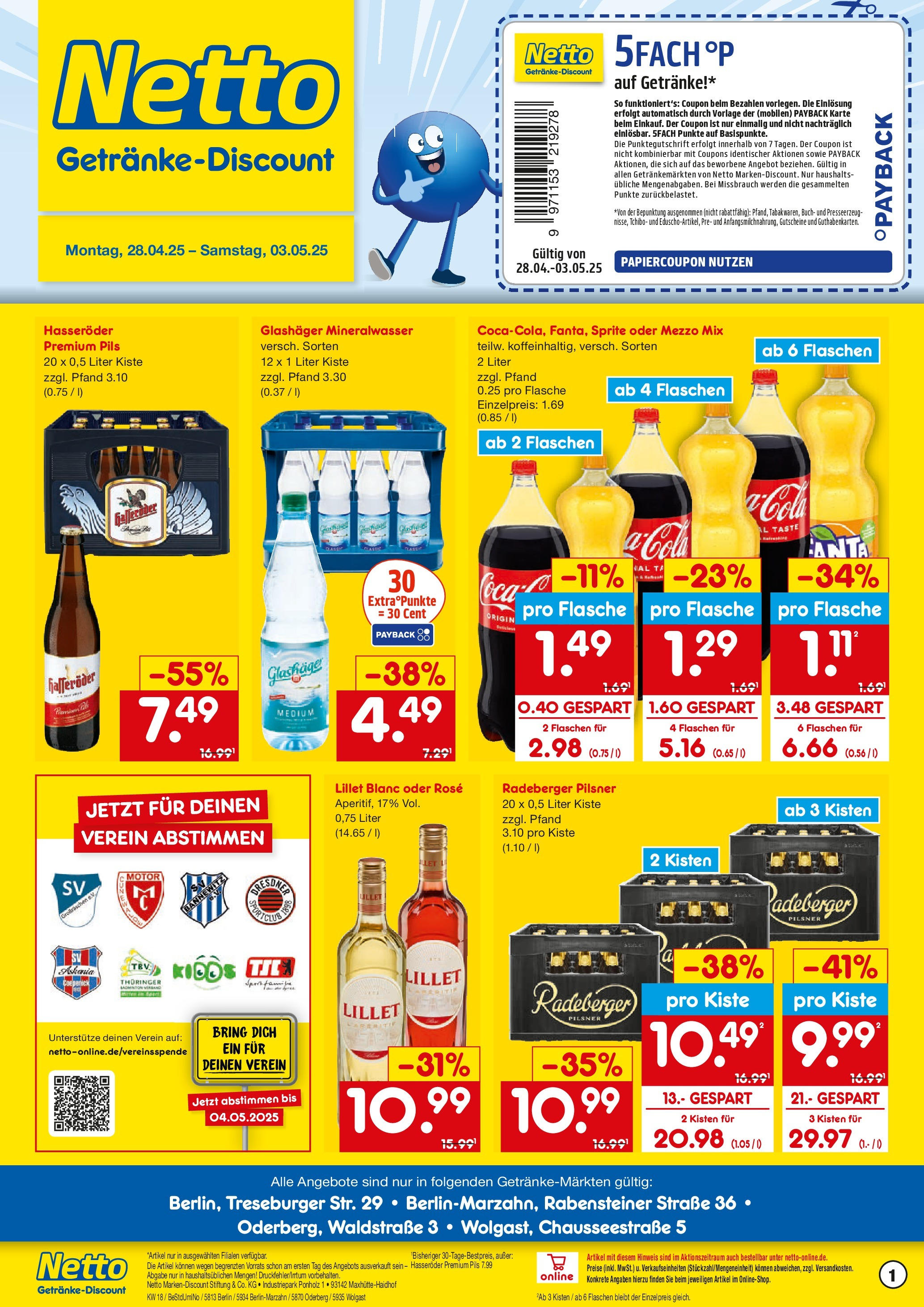 Netto Marken-Discount - Netto: Getränkeangebote (ab 27.04.2025) » Angebote | Seite: 1 | Produkte: Mezzo mix, Cola, Oder mezzo mix, Radeberger pilsner