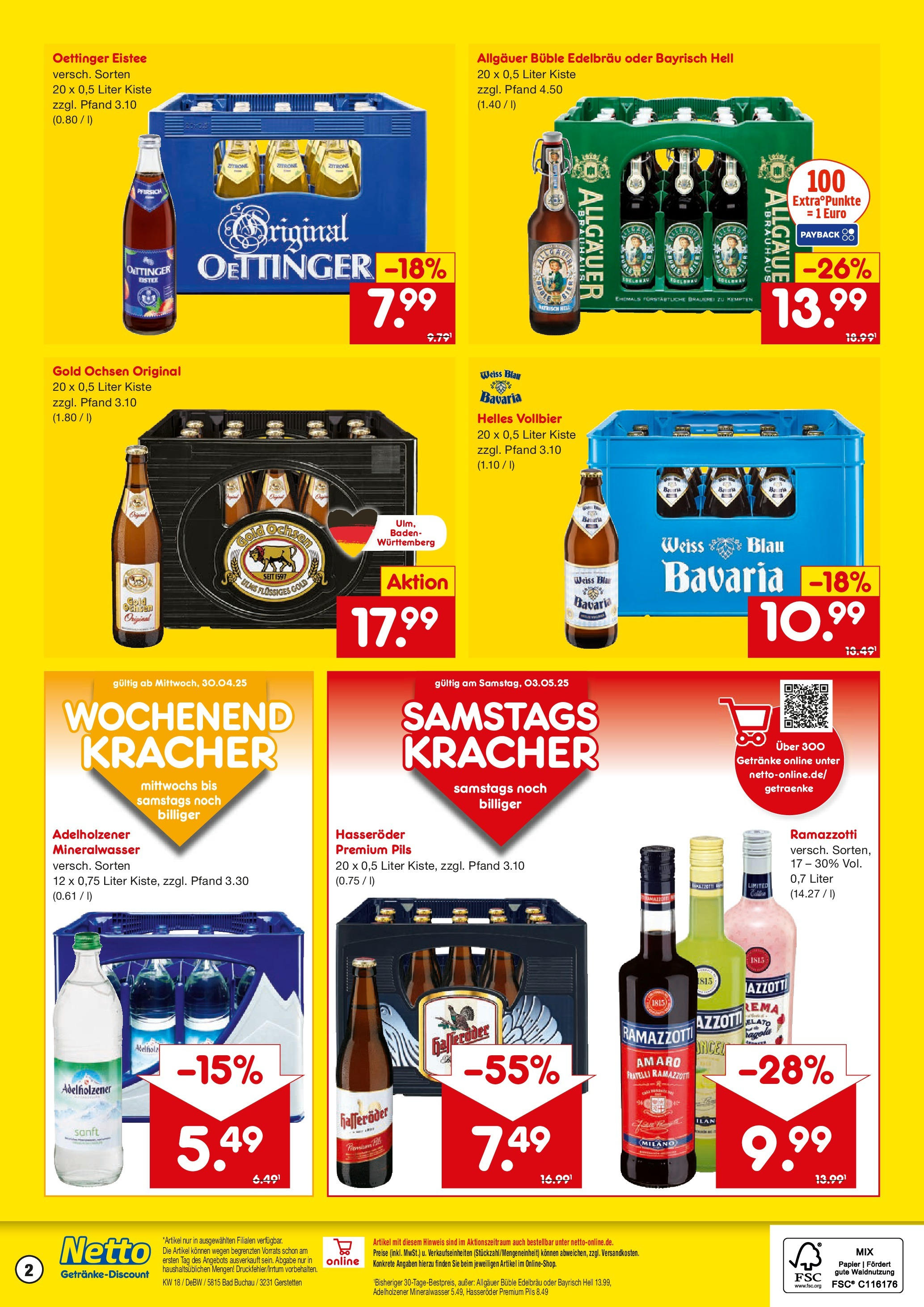 Netto Marken-Discount - Netto: Getränkeangebote (ab 27.04.2025) » Angebote | Seite: 2 | Produkte: Bad, Oettinger, Pfirsich, Hasseröder