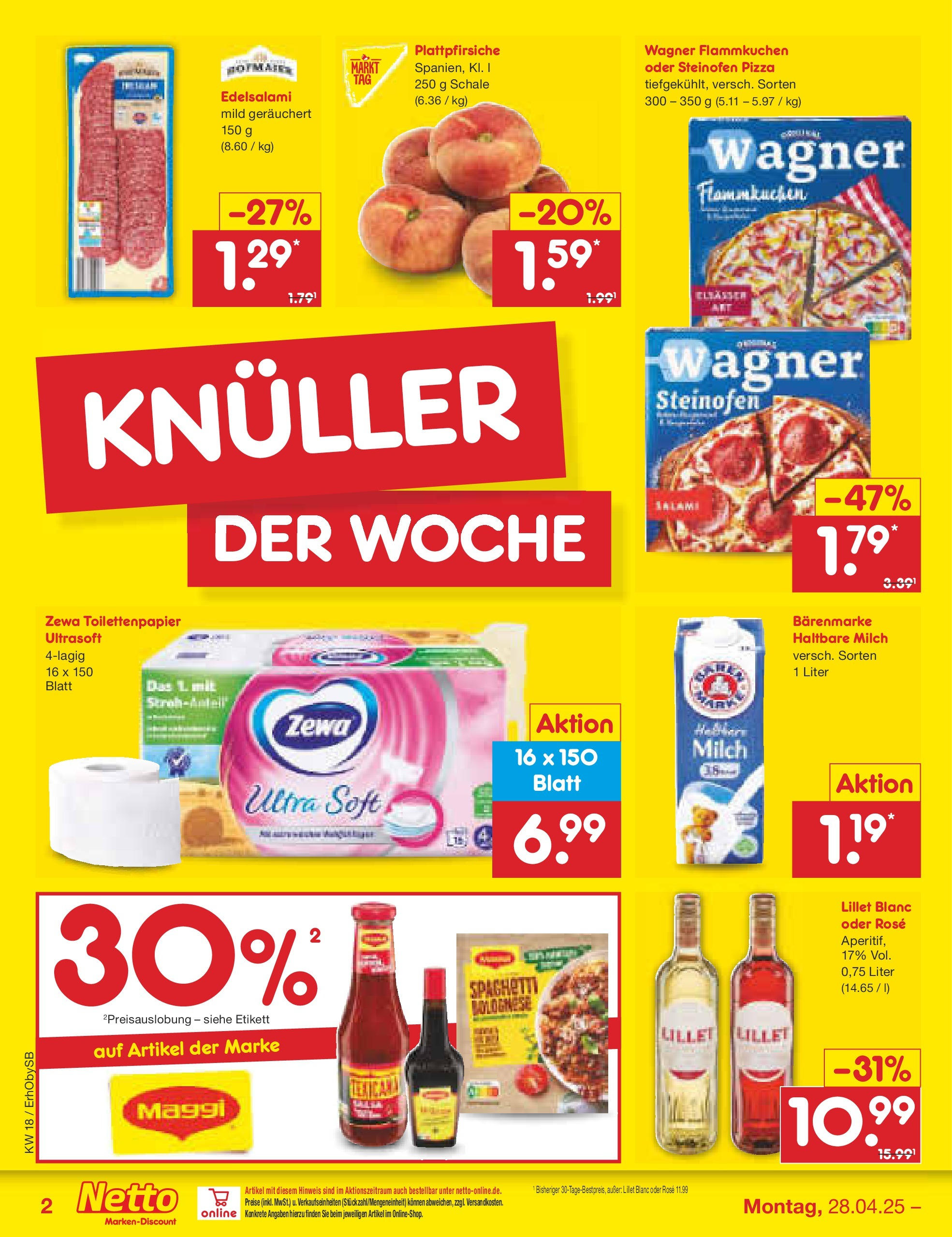 Netto Marken-Discount - Netto: Wochenangebote (ab 27.04.2025) » Angebote | Seite: 2 | Produkte: Maggi, Haltbare milch, Zewa, Salami Netto Marken-Discount - Netto: Wochenangebote (ab 27.04.2025) » Angebote | Seite: 2 | Produkte: Maggi, Haltbare milch, Zewa, Salami