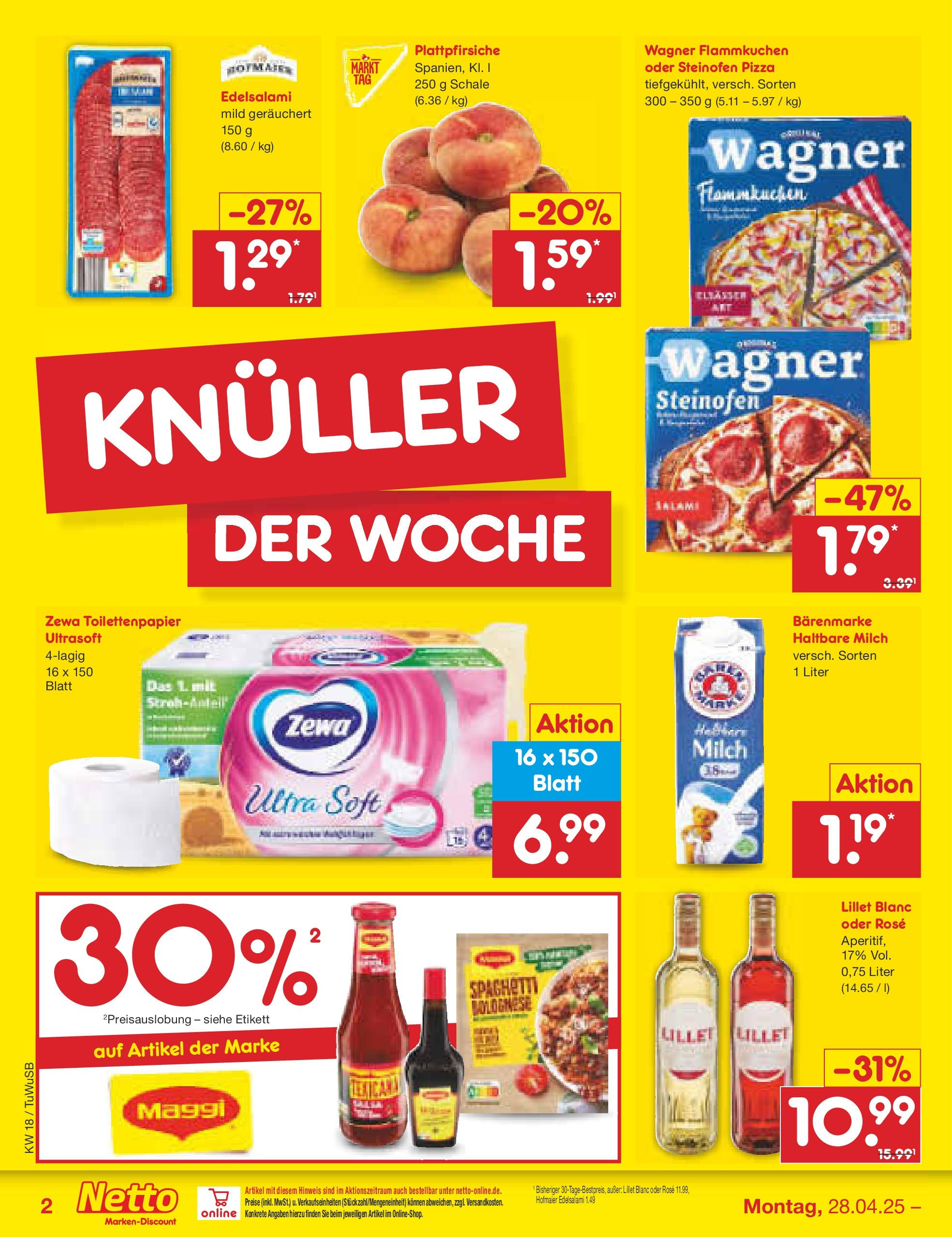 Netto Marken-Discount - Netto: Wochenangebote (ab 27.04.2025) » Angebote | Seite: 2 | Produkte: Maggi, Milch, Lillet, Toilettenpapier Netto Marken-Discount - Netto: Wochenangebote (ab 27.04.2025) » Angebote | Seite: 2 | Produkte: Maggi, Milch, Lillet, Toilettenpapier