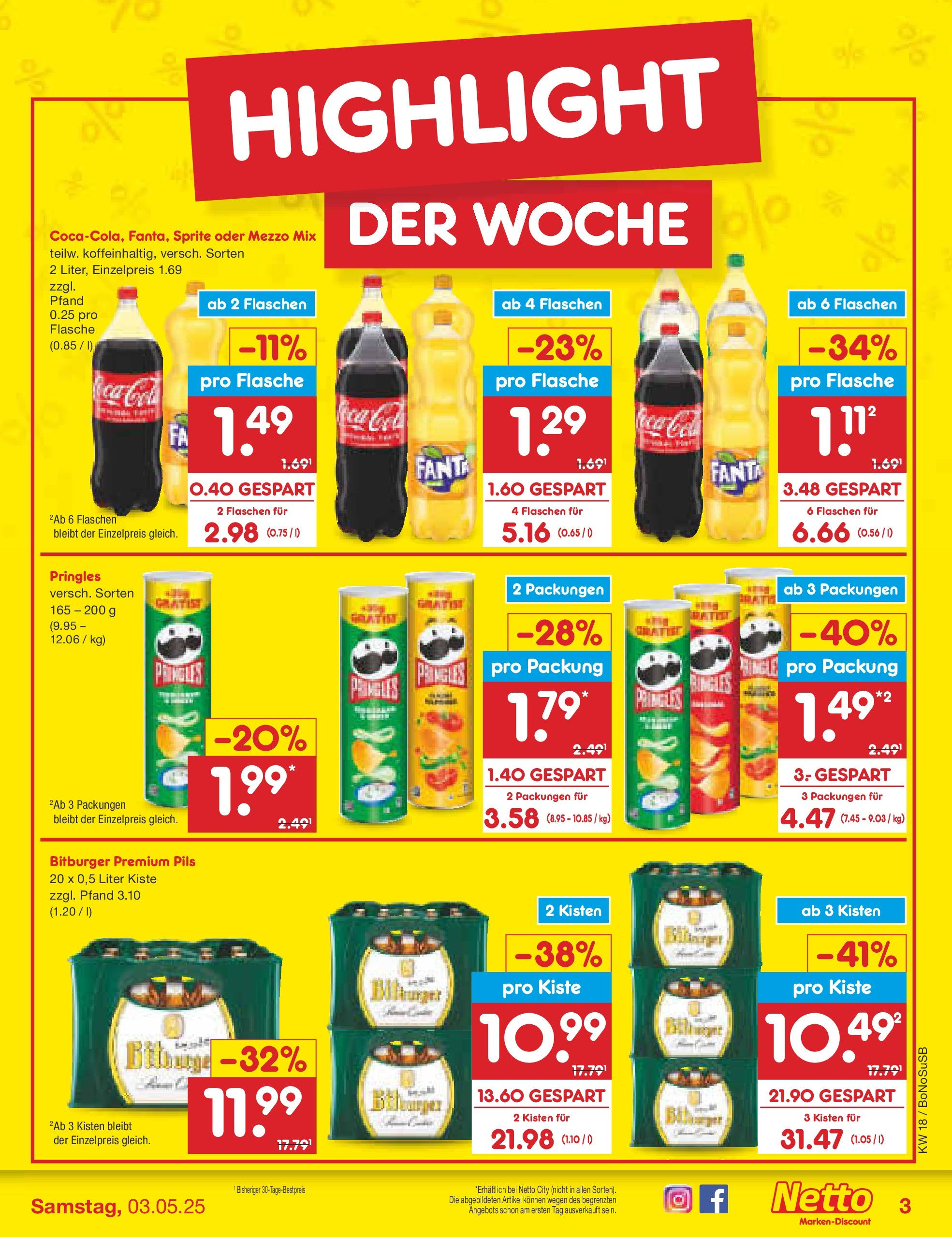 Netto Marken-Discount - Netto: Wochenangebote (ab 27.04.2025) » Angebote | Seite: 3 | Produkte: Mezzo mix, Fanta, Sprite, Pils