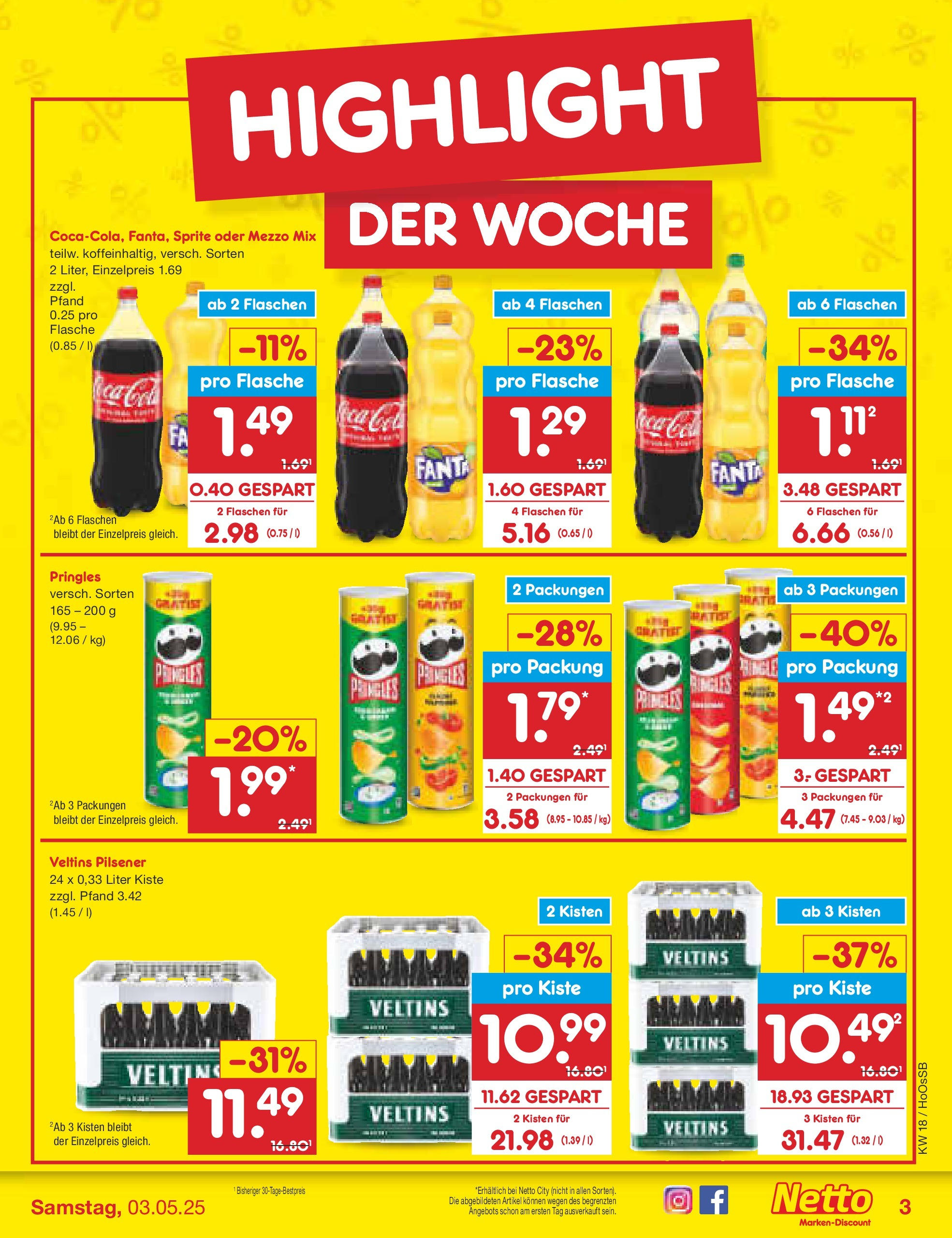 Netto Marken-Discount - Netto: Wochenangebote (ab 27.04.2025) » Angebote | Seite: 3 | Produkte: Fanta, Oder mezzo mix, Pringles, Veltins