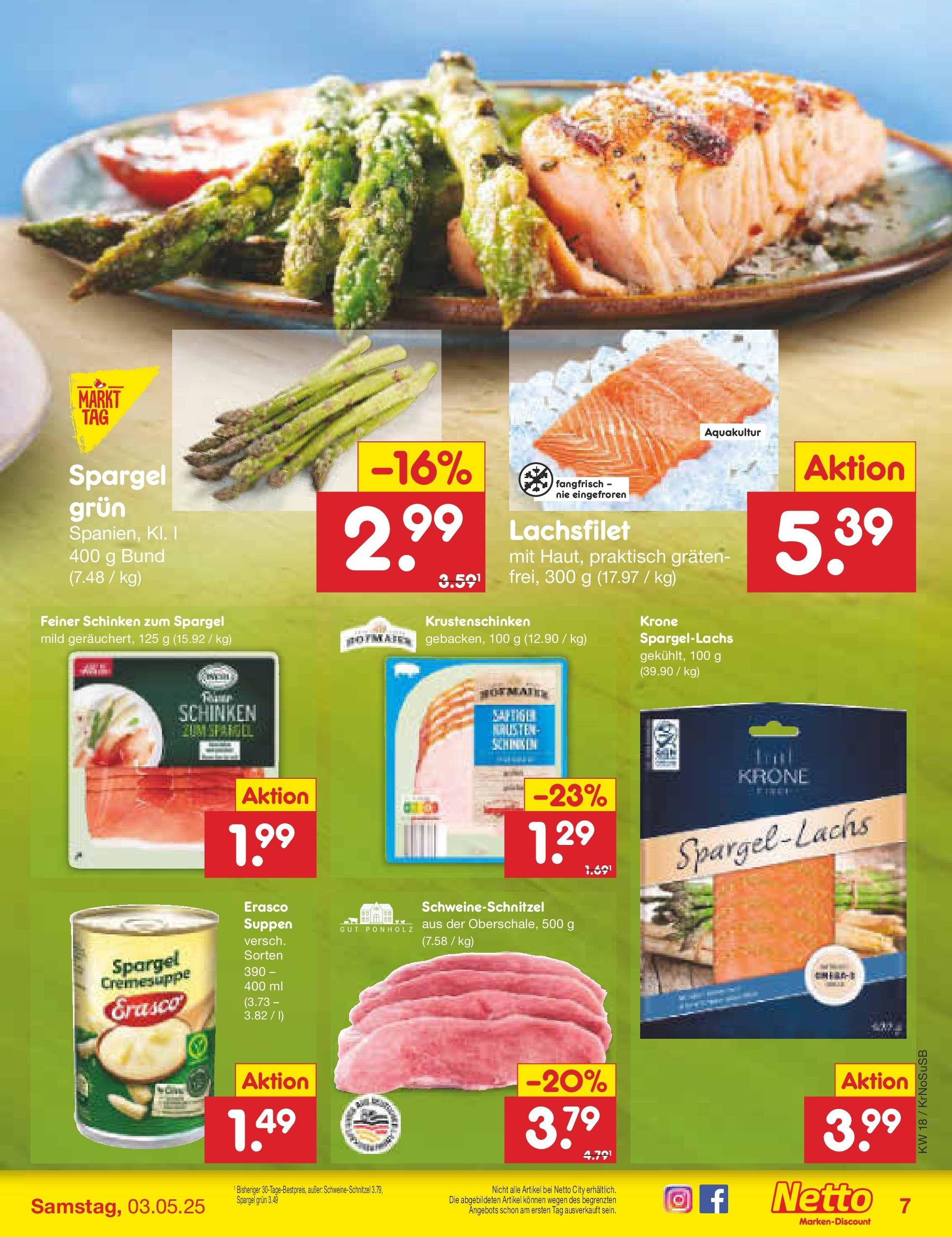 Netto Marken-Discount - Netto: Wochenangebote (ab 27.04.2025) » Angebote | Seite: 7 | Produkte: Spargel, Schnitzel, Schinken, Erasco Netto Marken-Discount - Netto: Wochenangebote (ab 27.04.2025) » Angebote | Seite: 7 | Produkte: Spargel, Schnitzel, Schinken, Erasco