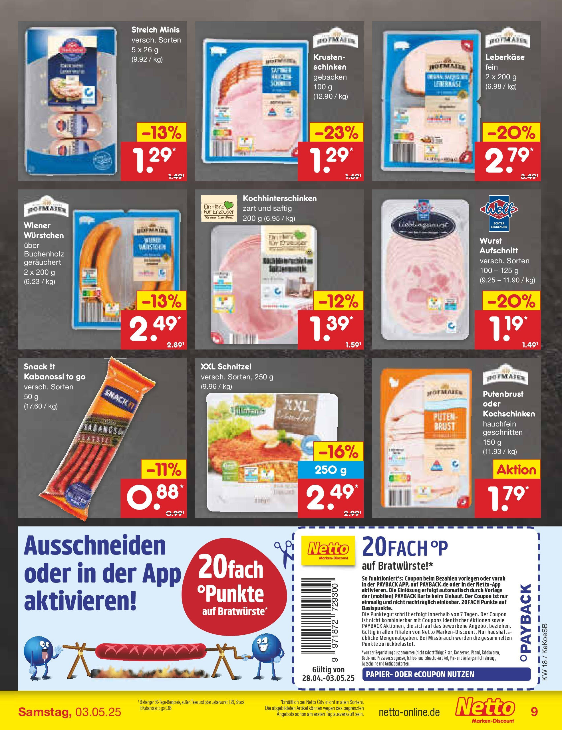 Netto Marken-Discount - Netto: Wochenangebote (ab 27.04.2025) » Angebote | Seite: 9 | Produkte: Wiener wurstchen, Schnitzel, Schinken, Leberkase