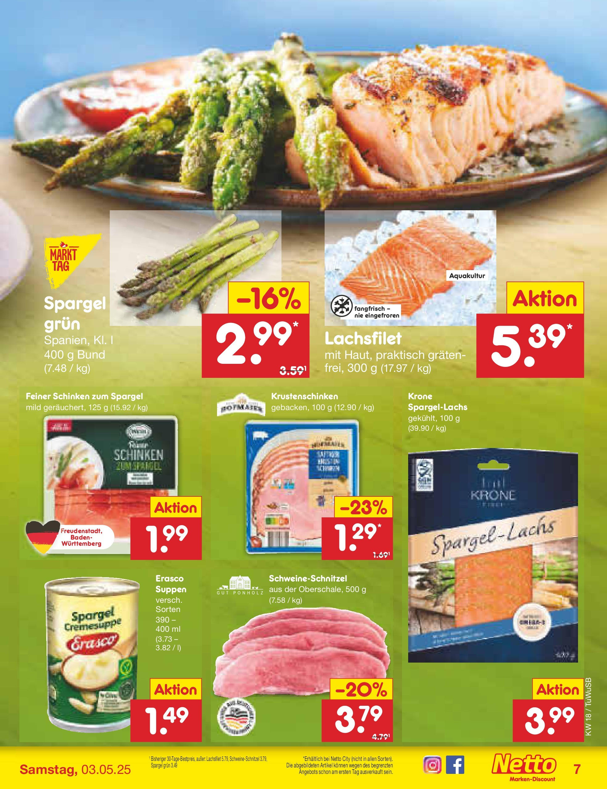 Netto Marken-Discount - Netto: Wochenangebote (ab 27.04.2025) » Angebote | Seite: 7 | Produkte: Spargel, Schinken, Erasco Netto Marken-Discount - Netto: Wochenangebote (ab 27.04.2025) » Angebote | Seite: 7 | Produkte: Spargel, Schinken, Erasco