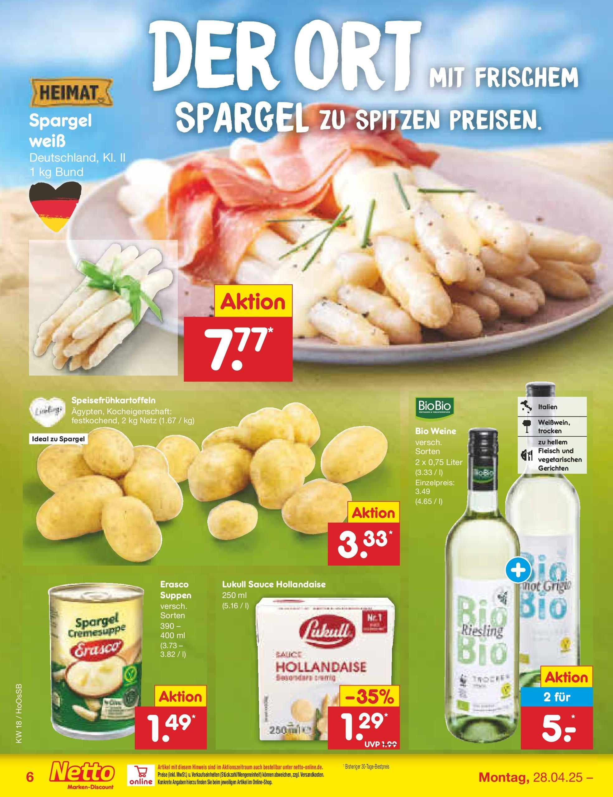 Netto Marken-Discount - Netto: Wochenangebote (ab 27.04.2025) » Angebote | Seite: 6 | Produkte: Spargel, Erasco, Fleisch