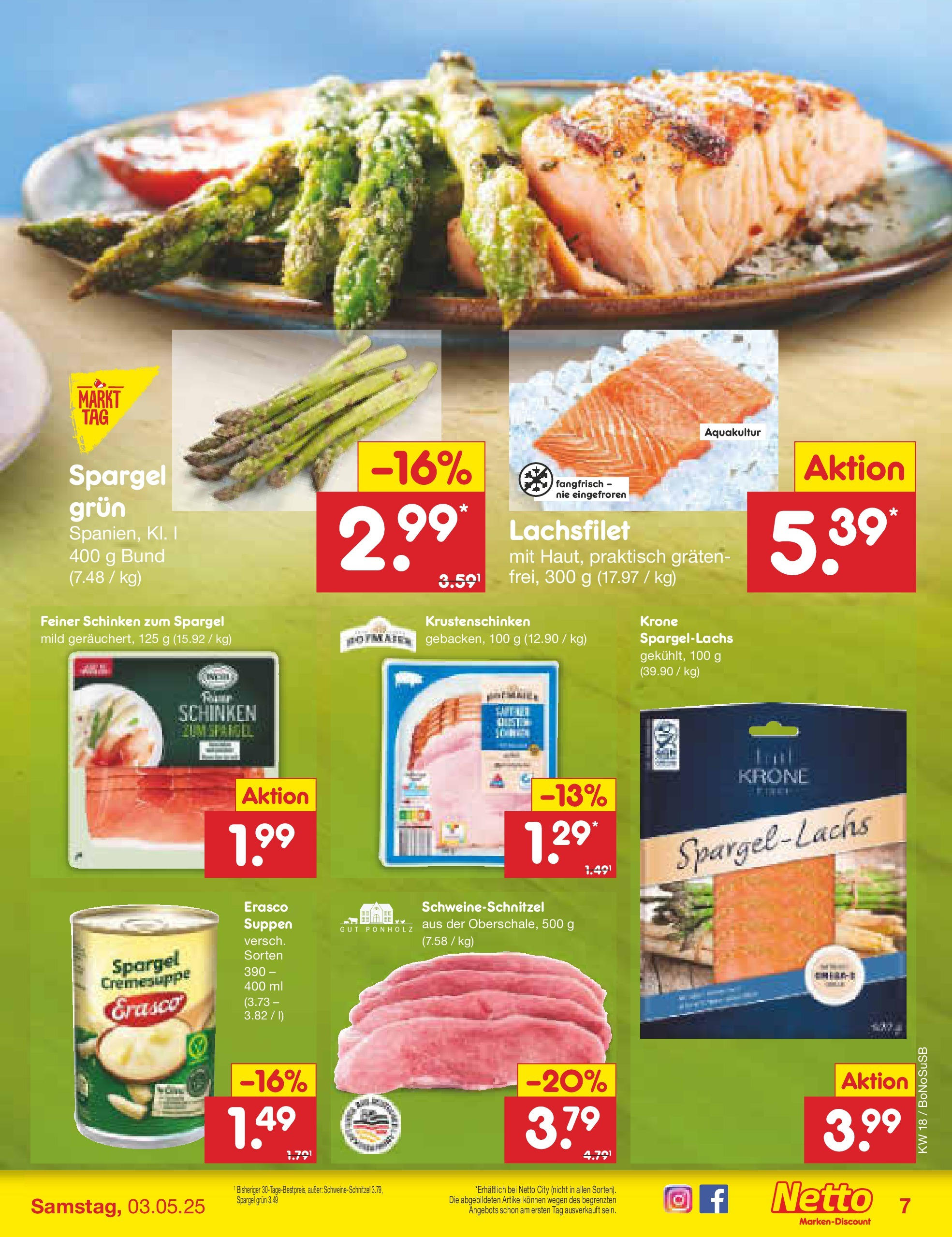 Netto Marken-Discount - Netto: Wochenangebote (ab 27.04.2025) » Angebote | Seite: 7 | Produkte: Spargel, Schinken, Erasco