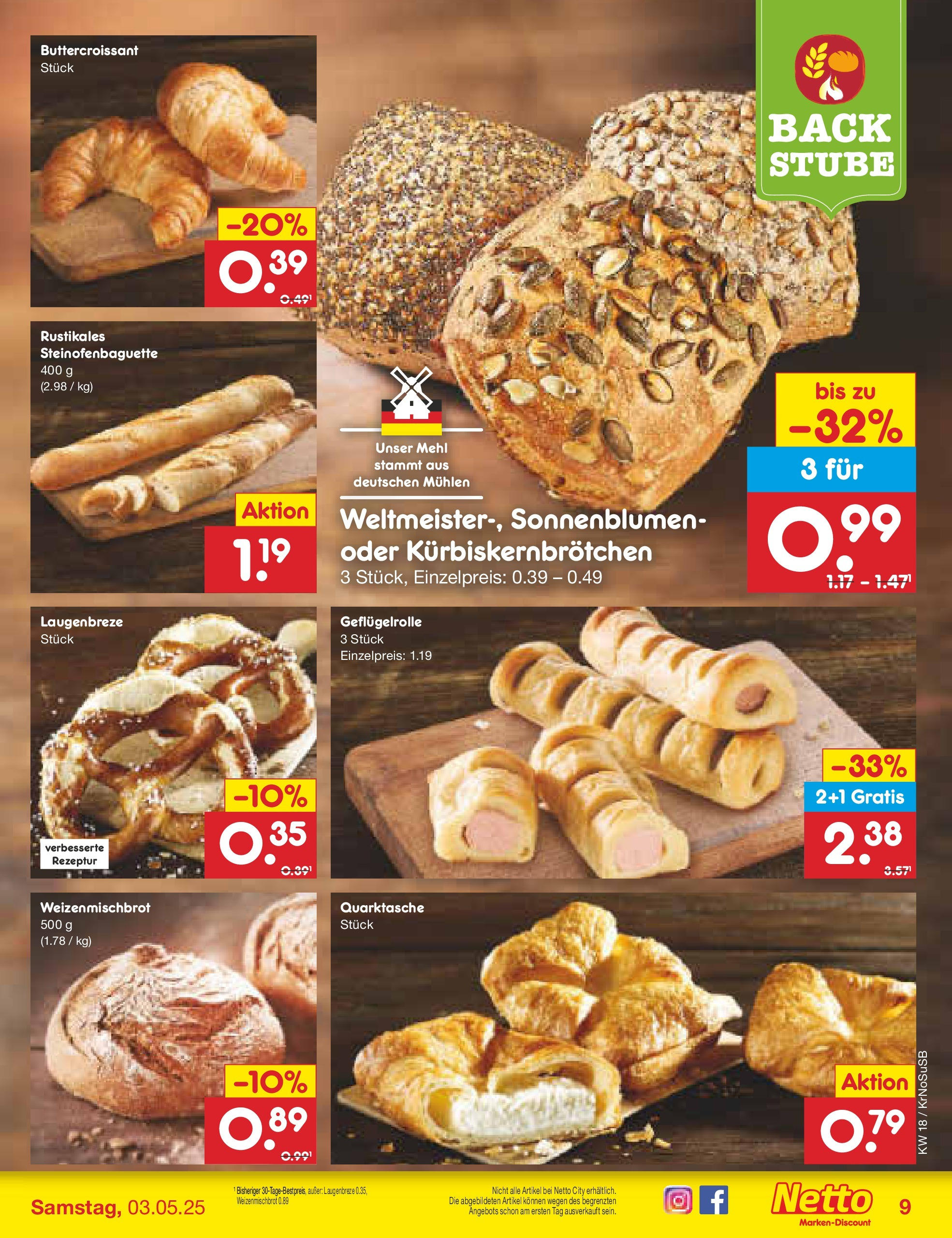 Netto Marken-Discount - Netto: Wochenangebote (ab 27.04.2025) » Angebote | Seite: 9 | Produkte: Mehl, Baguette, Croissant Netto Marken-Discount - Netto: Wochenangebote (ab 27.04.2025) » Angebote | Seite: 9 | Produkte: Mehl, Baguette, Croissant