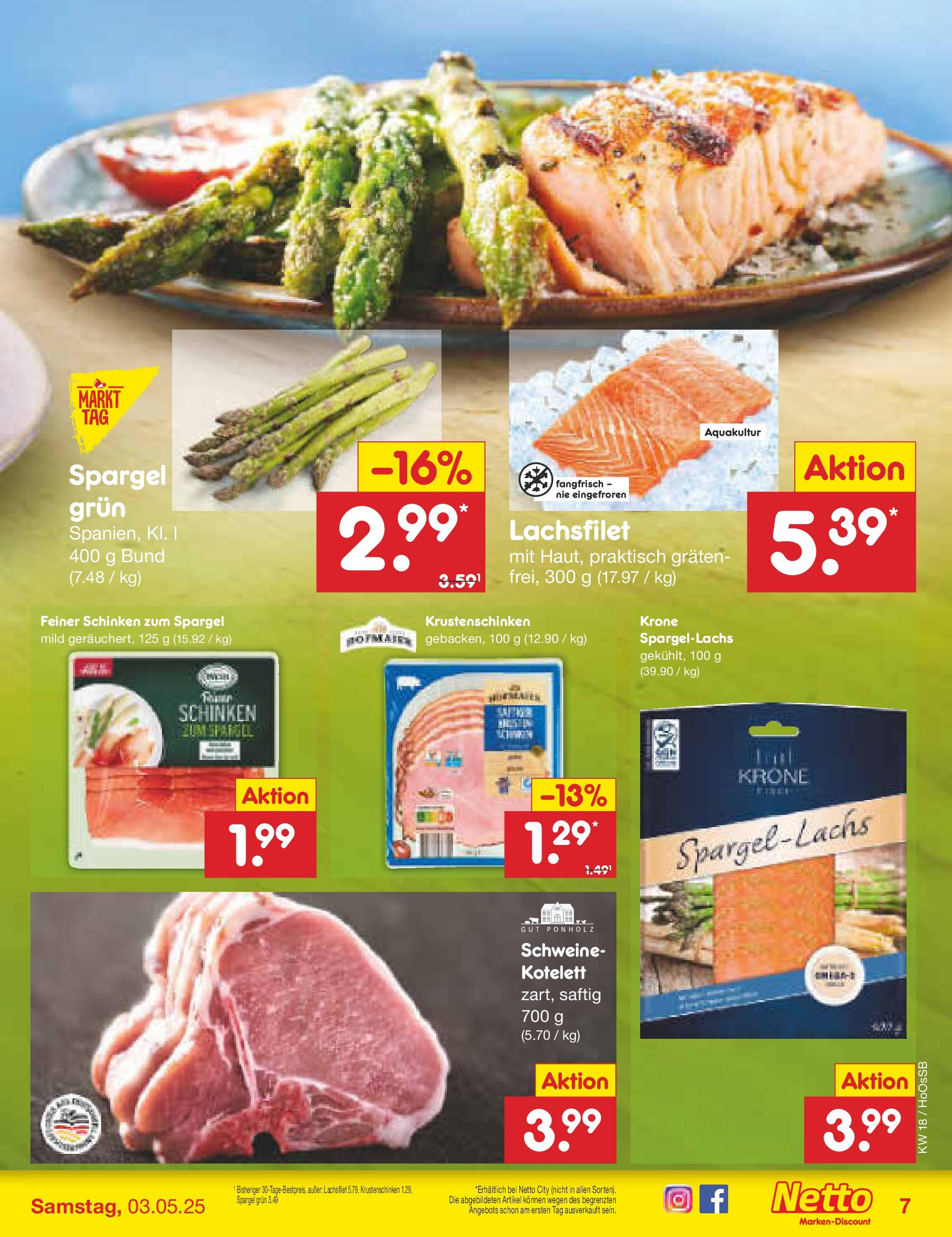 Netto Marken-Discount - Netto: Wochenangebote (ab 27.04.2025) » Angebote | Seite: 7 | Produkte: Spargel, Schinken