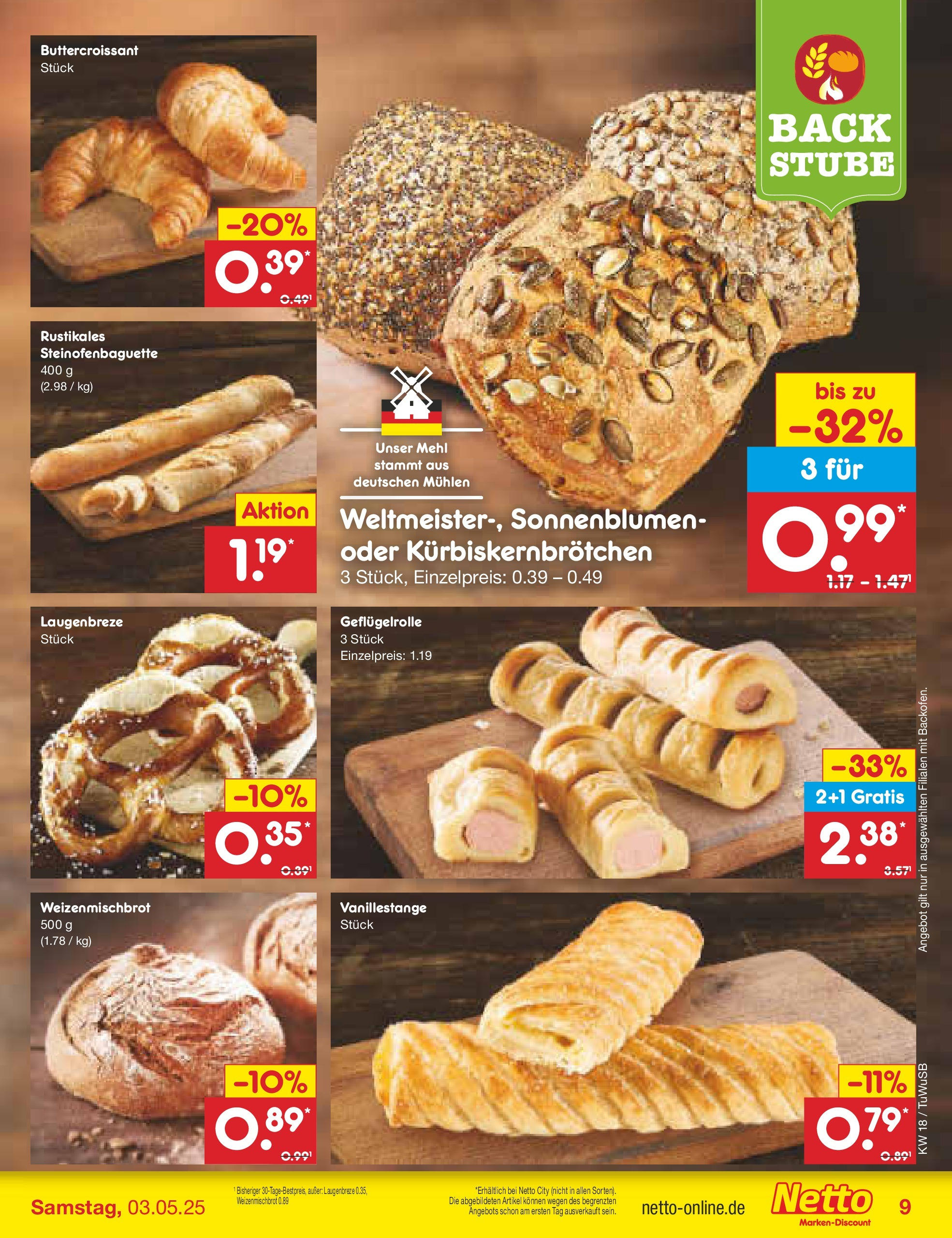 Netto Marken-Discount - Netto: Wochenangebote (ab 27.04.2025) » Angebote | Seite: 9 | Produkte: Mehl, Butter, Baguette, Croissant Netto Marken-Discount - Netto: Wochenangebote (ab 27.04.2025) » Angebote | Seite: 9 | Produkte: Mehl, Butter, Baguette, Croissant