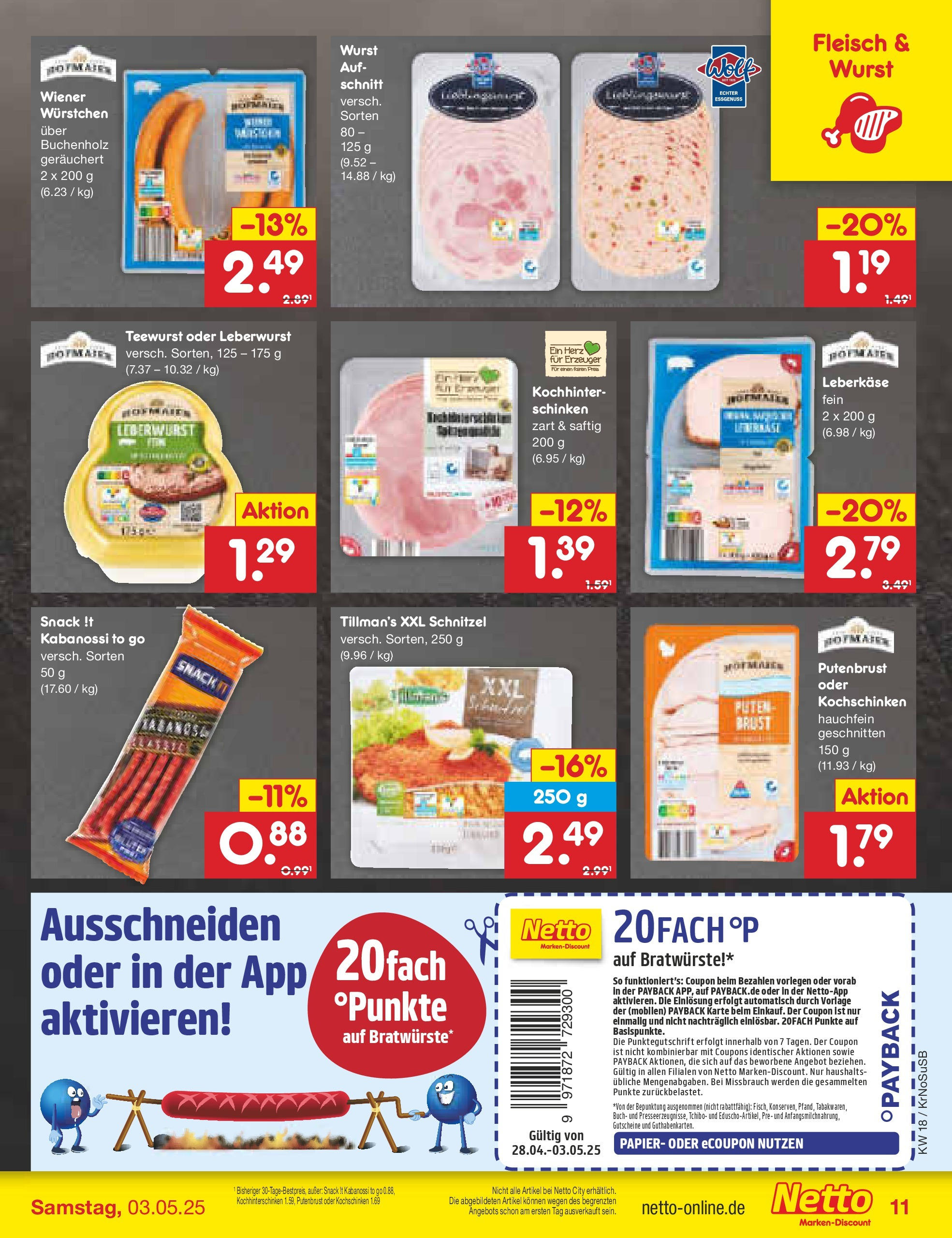 Netto Marken-Discount - Netto: Wochenangebote (ab 27.04.2025) » Angebote | Seite: 11 | Produkte: Wiener wurstchen, Schnitzel, Schinken, Fleisch Netto Marken-Discount - Netto: Wochenangebote (ab 27.04.2025) » Angebote | Seite: 11 | Produkte: Wiener wurstchen, Schnitzel, Schinken, Fleisch