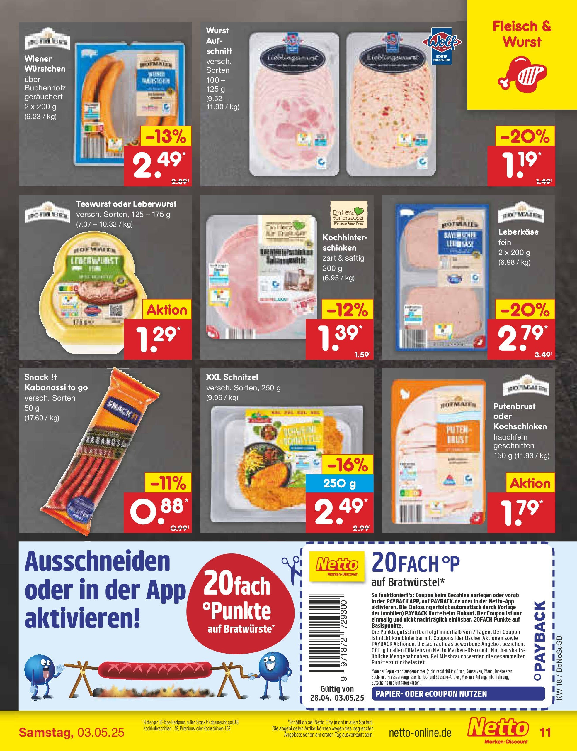 Netto Marken-Discount - Netto: Wochenangebote (ab 27.04.2025) » Angebote | Seite: 11 | Produkte: Wiener wurstchen, Wurst, Fleisch, Leberkase
