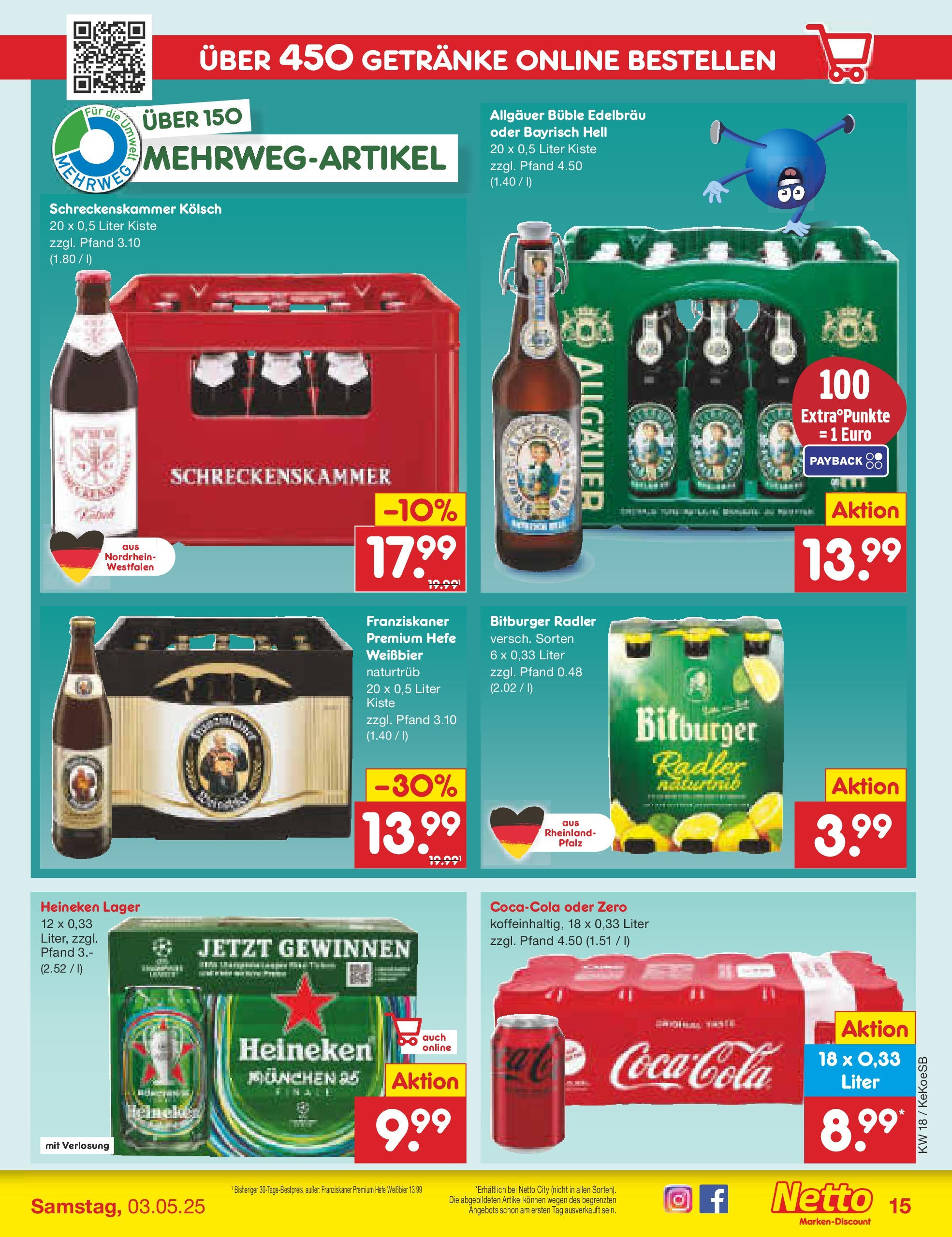 Netto Marken-Discount - Netto: Wochenangebote (ab 27.04.2025) » Angebote | Seite: 15 | Produkte: Bitburger, Weißbier, Heineken, Radler
