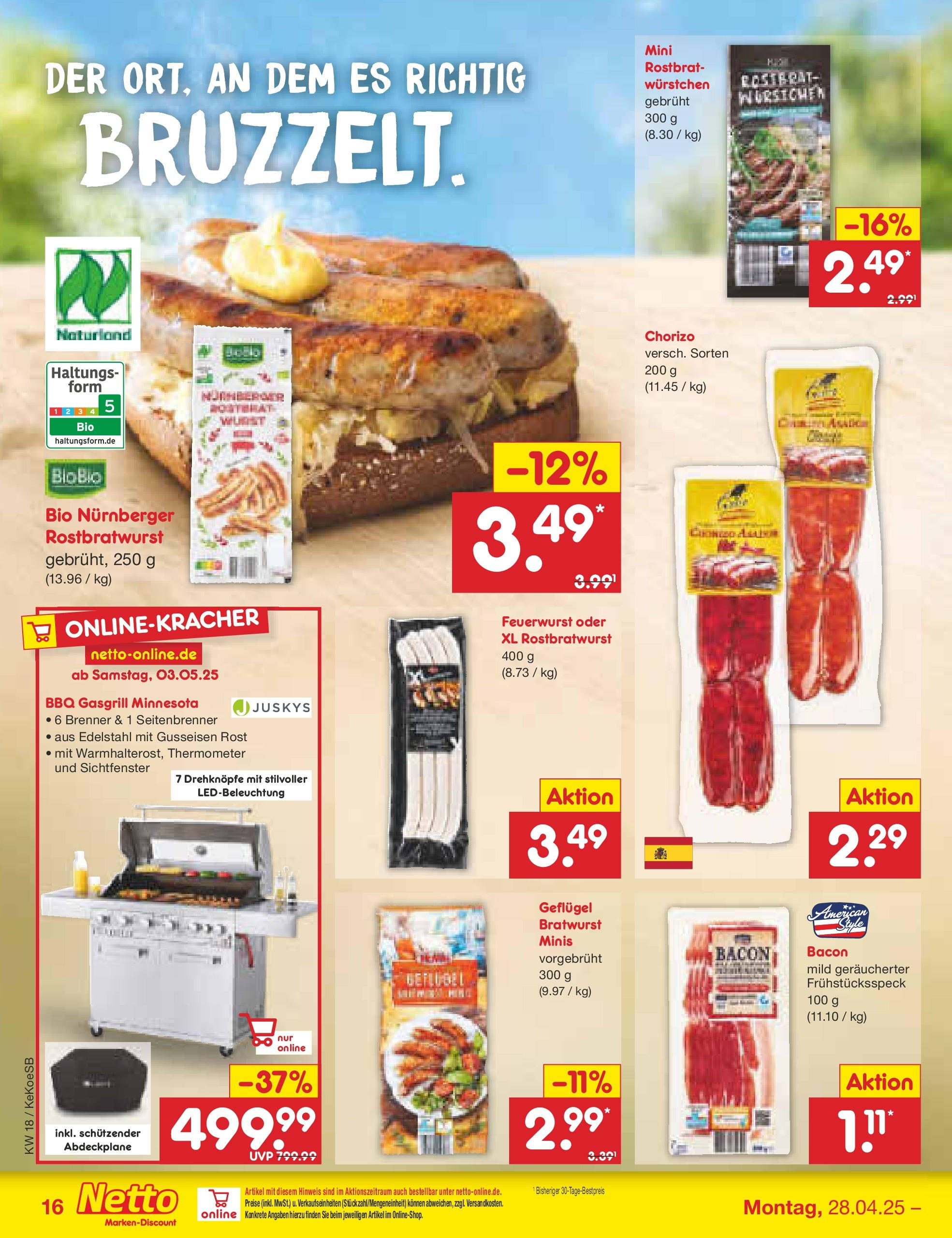 Netto Marken-Discount - Netto: Wochenangebote (ab 27.04.2025) » Angebote | Seite: 16 | Produkte: Grill, Thermometer, Bratwurst