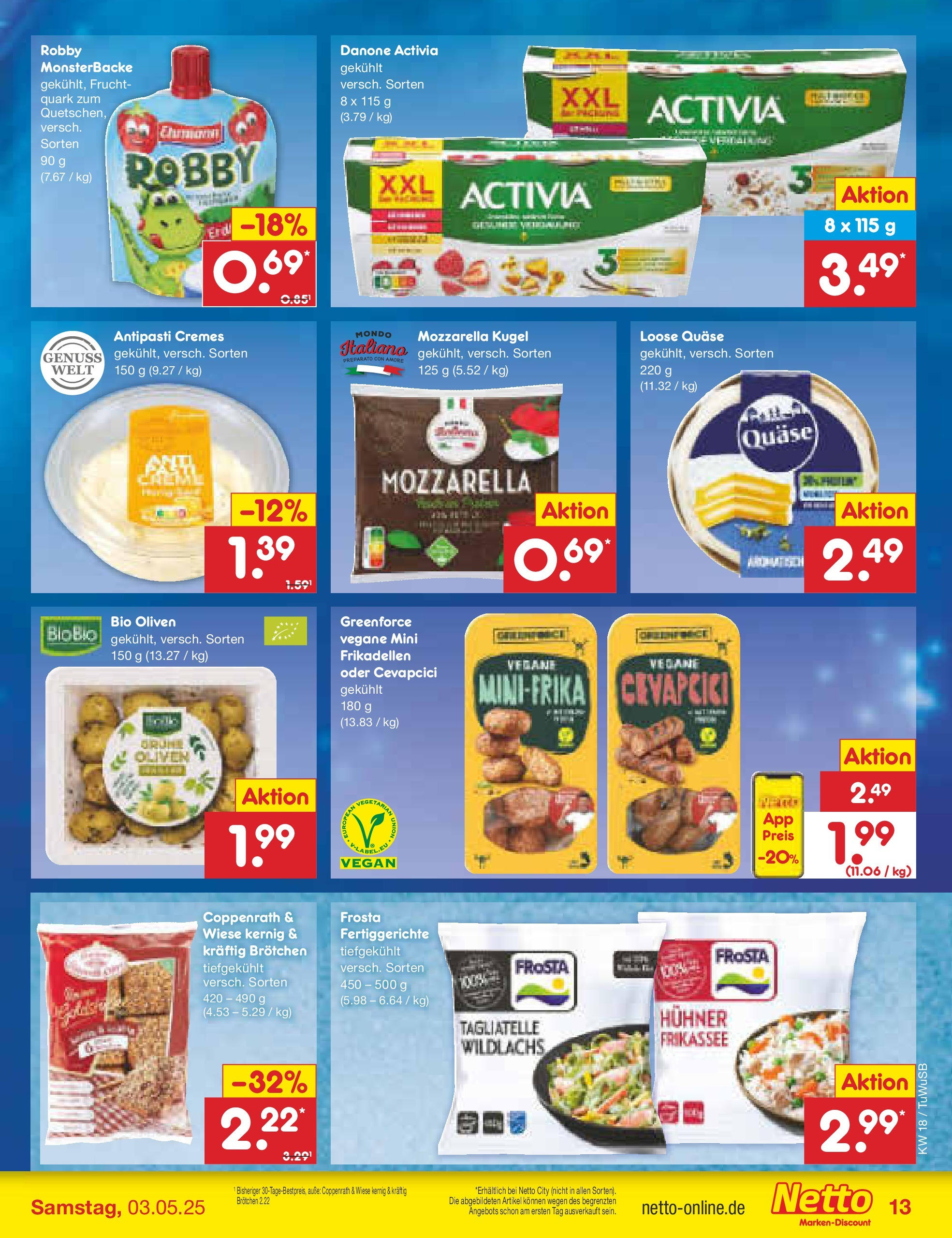 Netto Marken-Discount - Netto: Wochenangebote (ab 27.04.2025) » Angebote | Seite: 13 | Produkte: Danone activia, Quark, Mozzarella, Cevapcici Netto Marken-Discount - Netto: Wochenangebote (ab 27.04.2025) » Angebote | Seite: 13 | Produkte: Danone activia, Quark, Mozzarella, Cevapcici